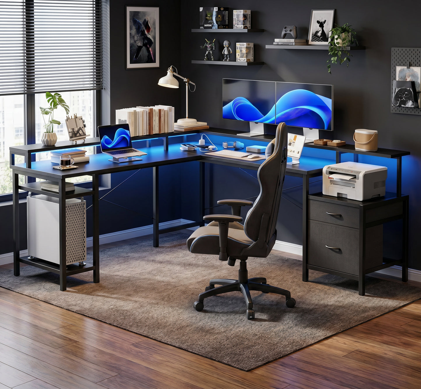 Milton XHQ02-X.01.02.05.A6602 Black 112" Corner L Shape Office Desk