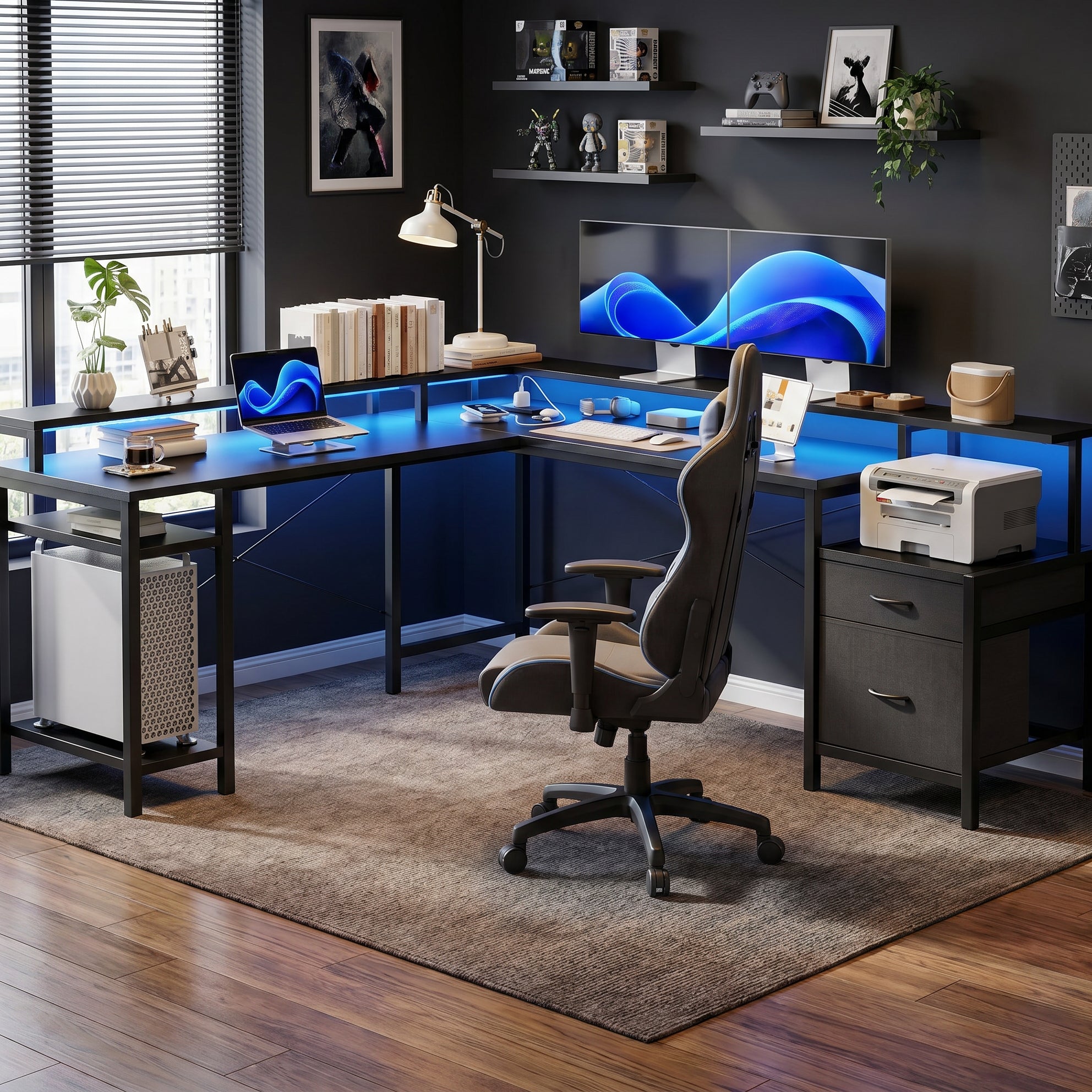 Milton XHQ02-X.01.02.05.A6602 Black 112" Corner L Shape Office Desk