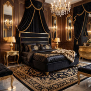 FOA FM77005GDBK-Q-BED Andriola Gold & Black Platform Queen Bed