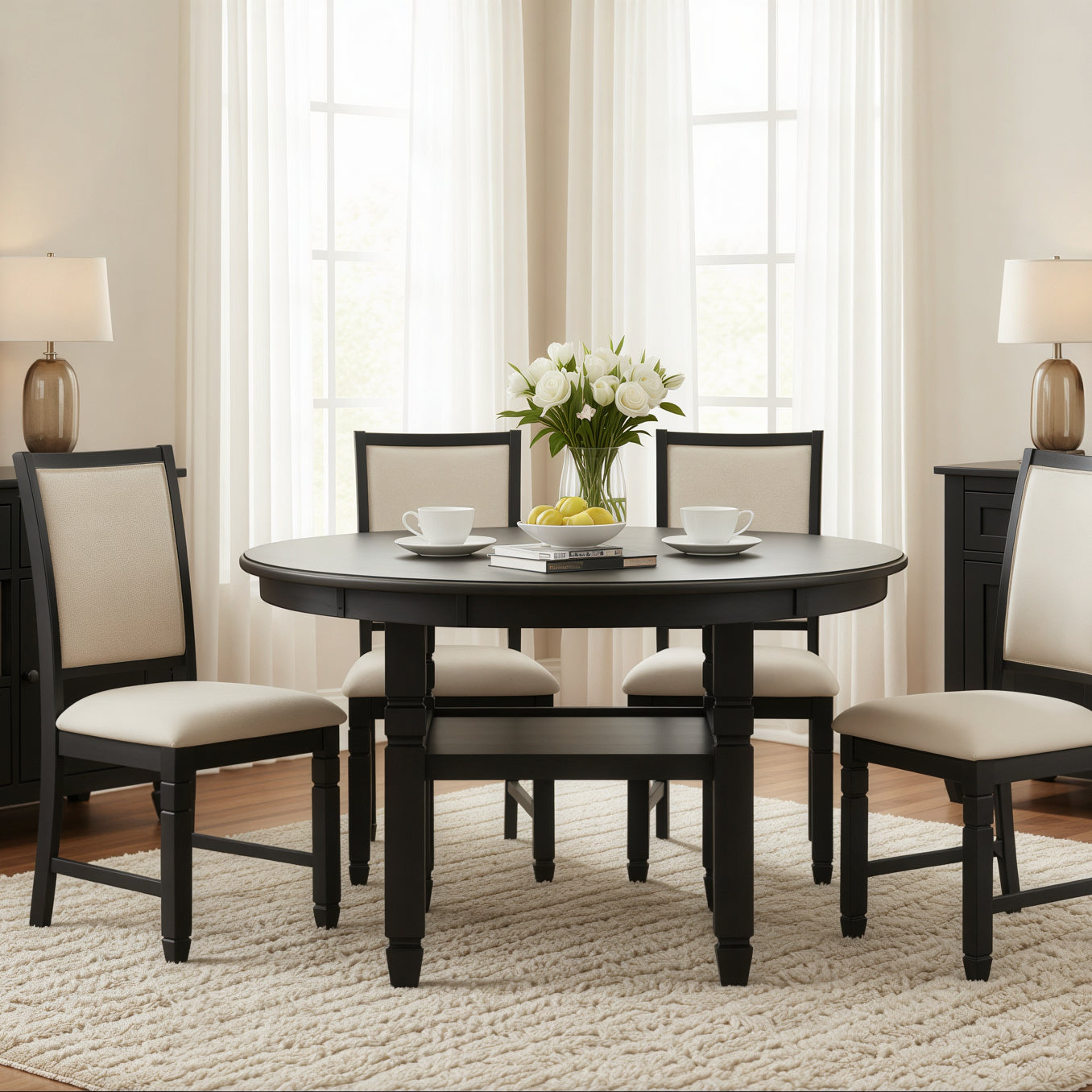 Homelegance 5800BK-48RD*5 Asher 5 Piece Round Dining Set