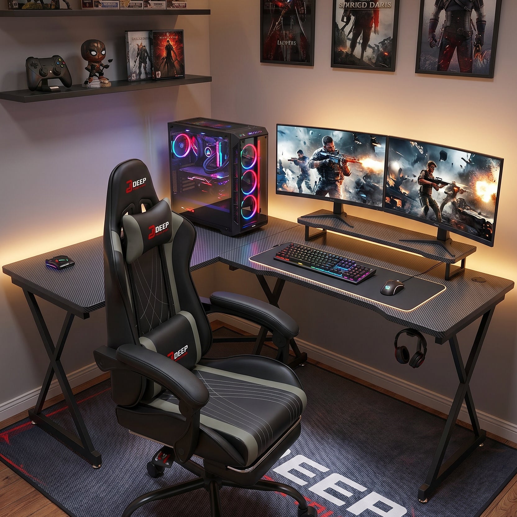 Milton SJ1001GM-GRAY Gray & Black Gaming Chair