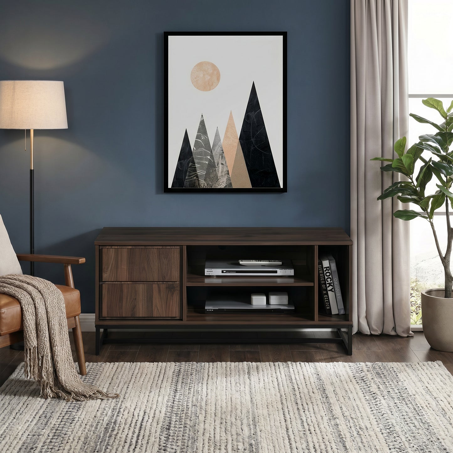 Milton 2001 47" Dark Walnut 1 Shelf & 1 Cabinet TV Stand