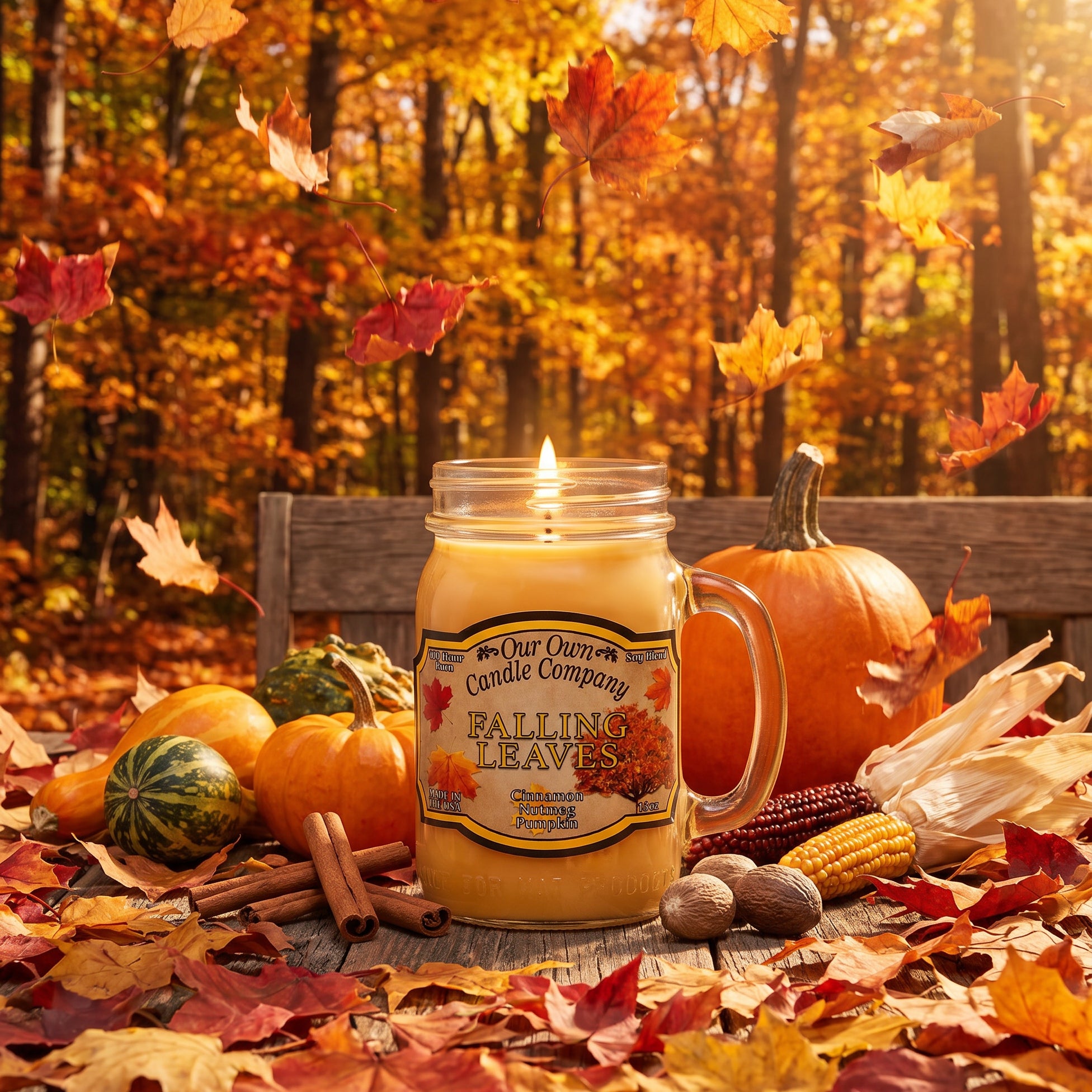 Our Own Candle Company Falling Leaves Mason Jar