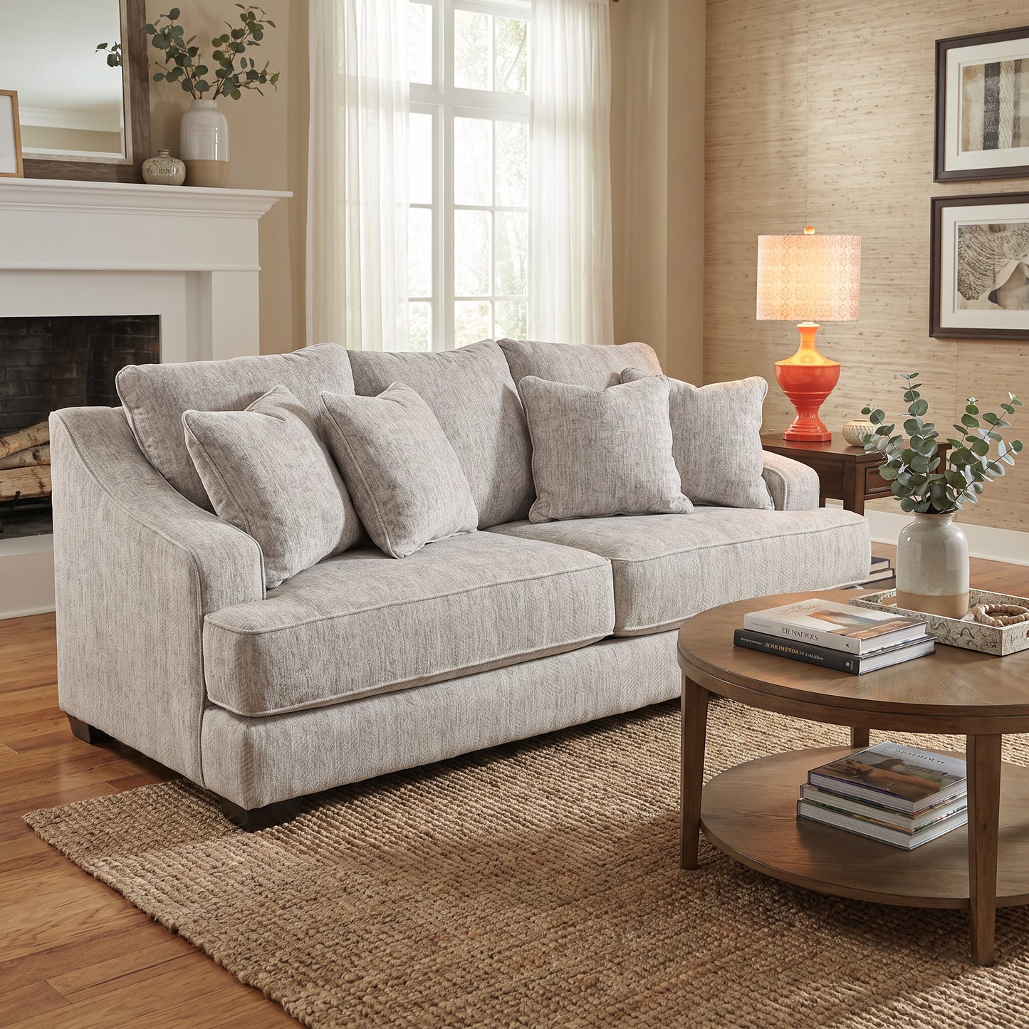 Stanton 37601 Zaftig Dove Sofa w/ Alessio Dove & Zaftig Dove Pillows