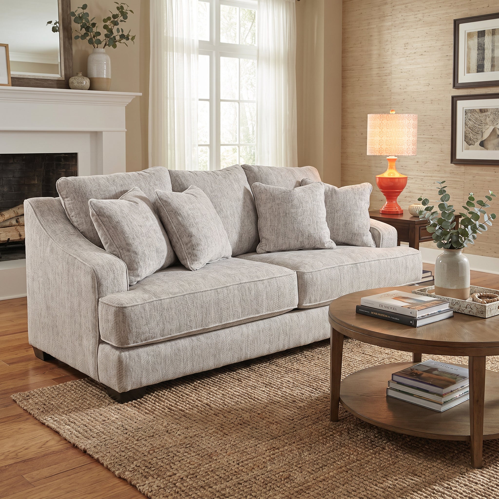 Stanton 37601 Zaftig Dove Sofa w/ Alessio Dove & Zaftig Dove Pillows