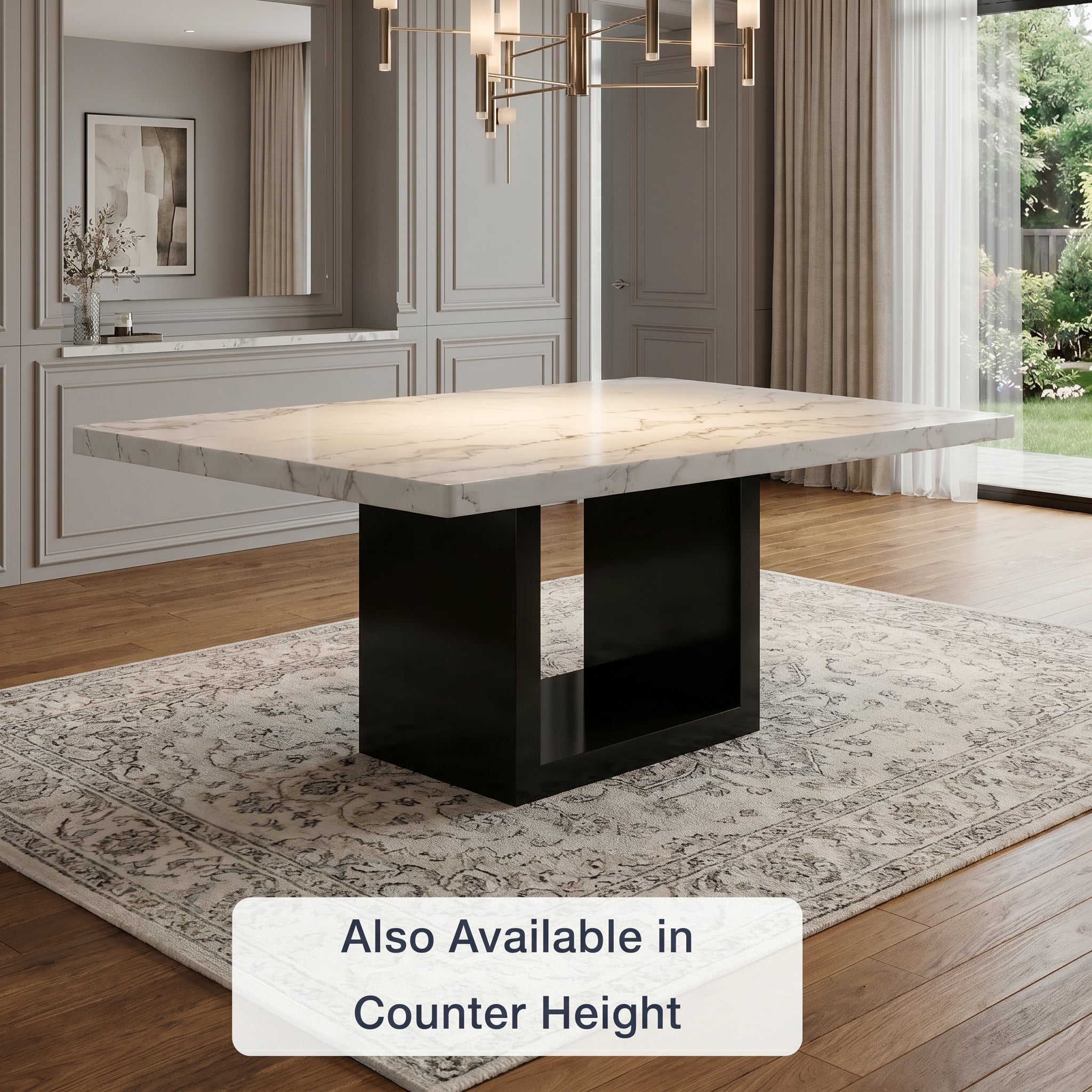 FOA CM3744T-Table Kian White Marble Table Only