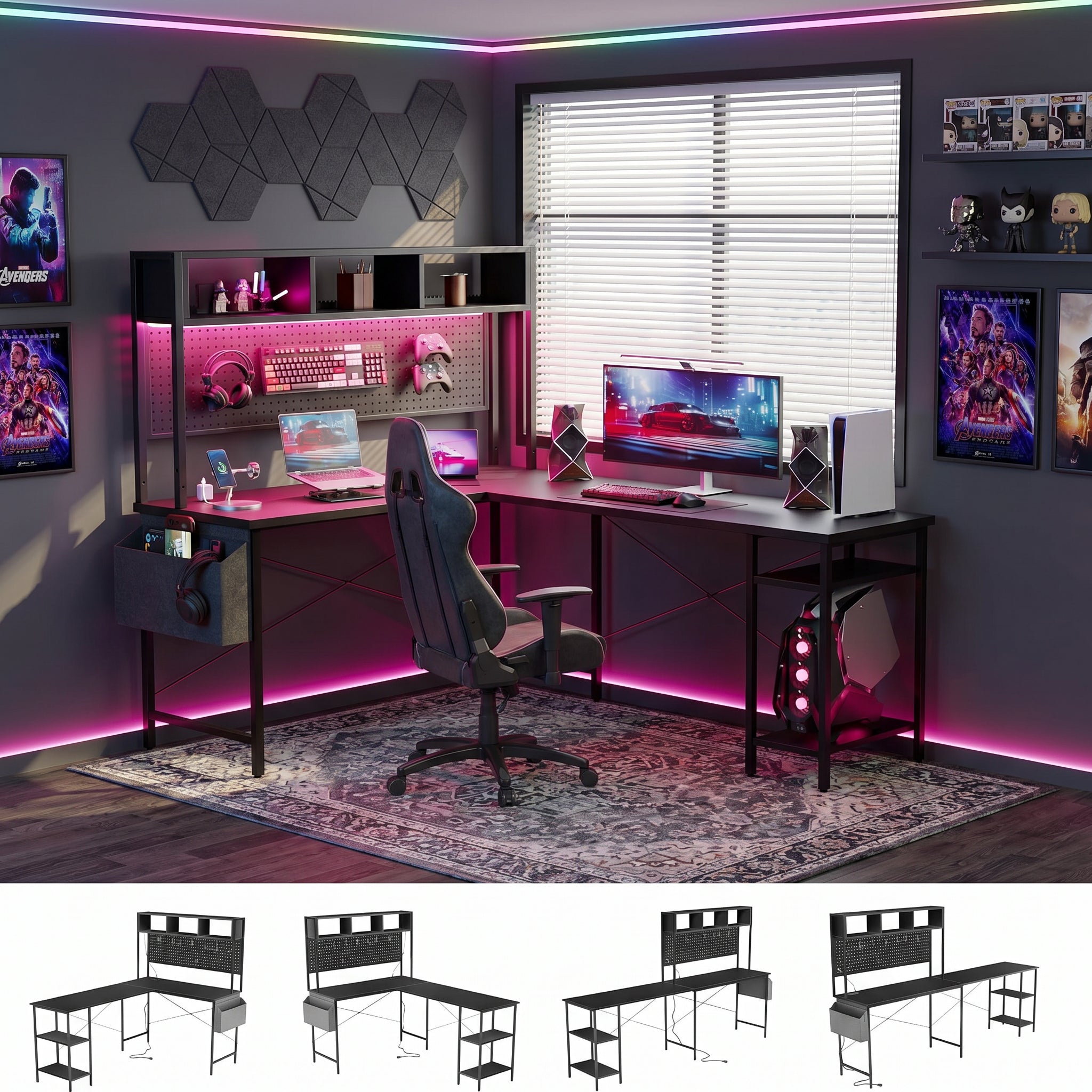 Milton XHQ02-X.01.02.06.A6602 Black 94.5" Reversible L Shape Desk
