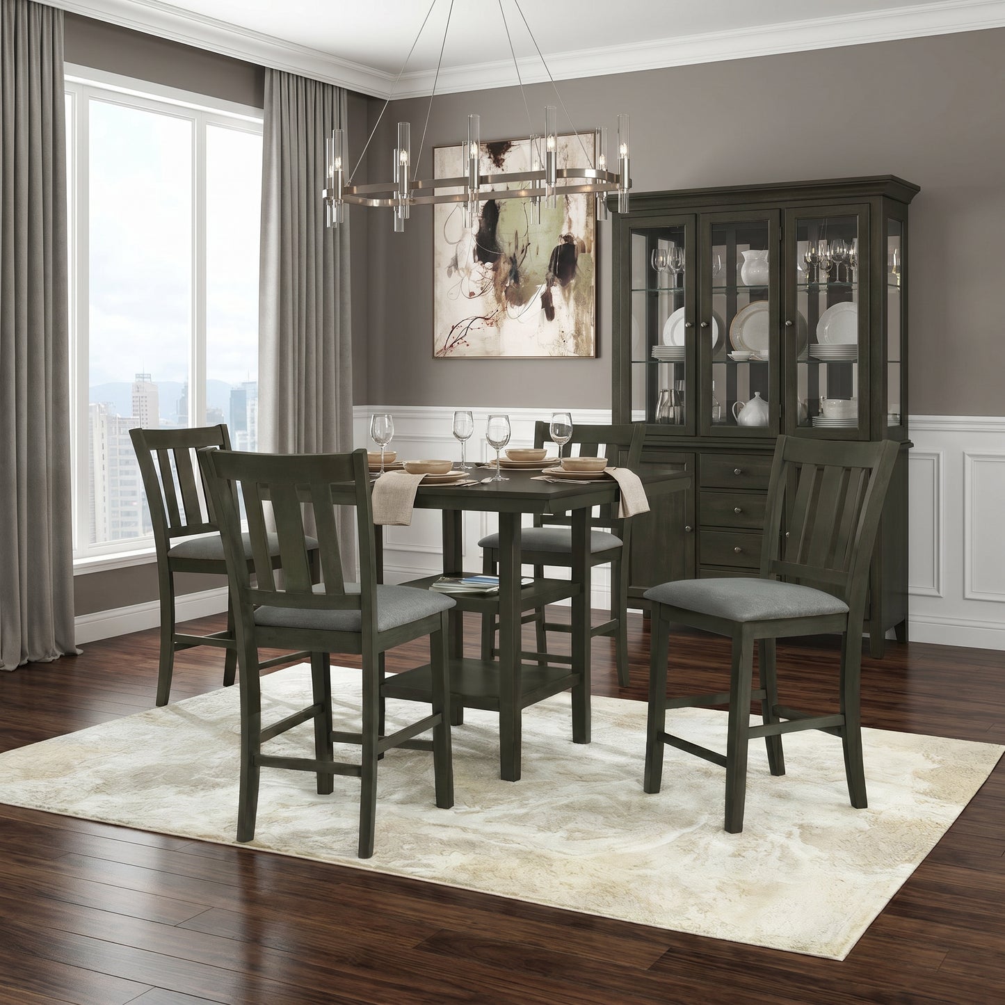 Milton 7868 / 7768 Gray 5 Piece Counter Height Dining Set