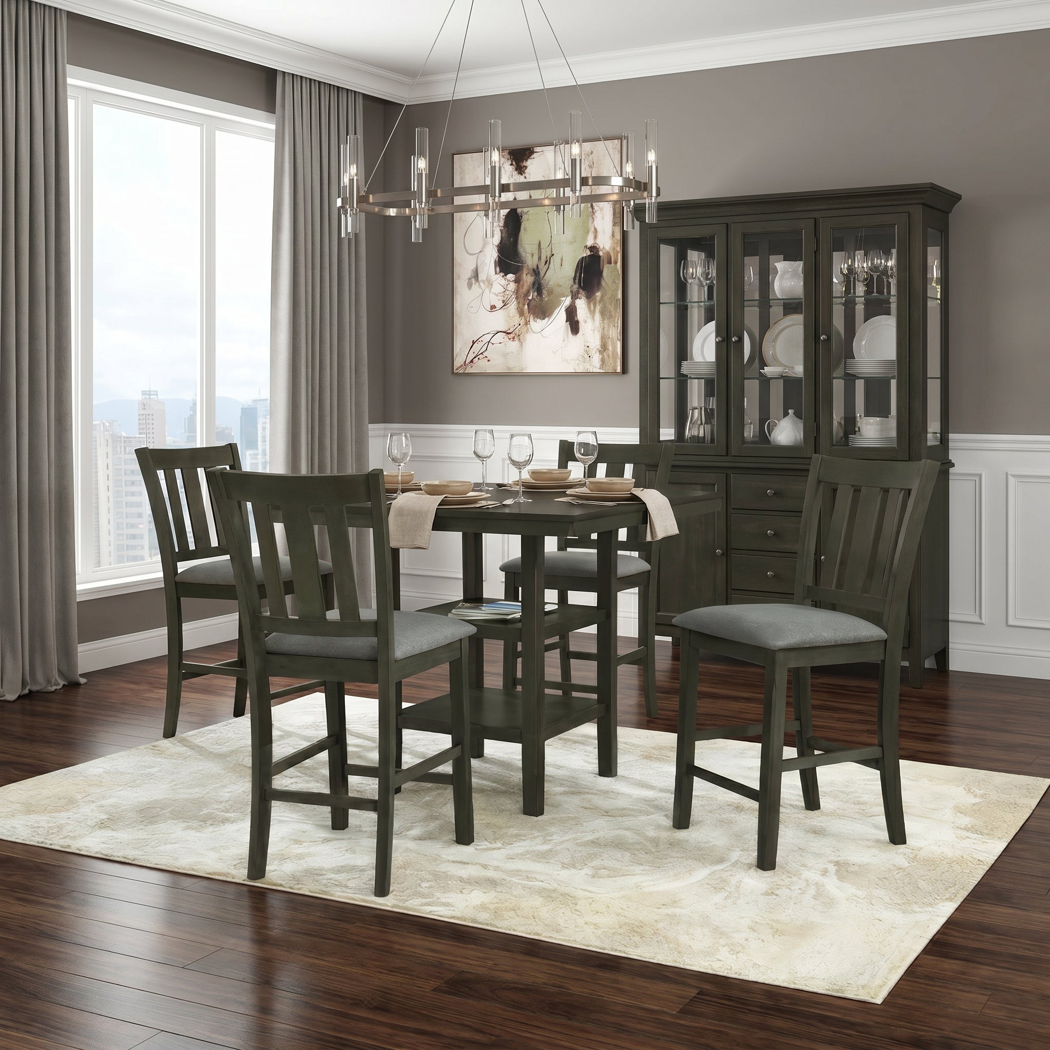 Milton 7868 / 7768 Gray 5 Piece Counter Height Dining Set