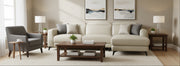 Milton 8291 Cream RHF Leather Sofa Chaise w/ LHF Reclining Seat