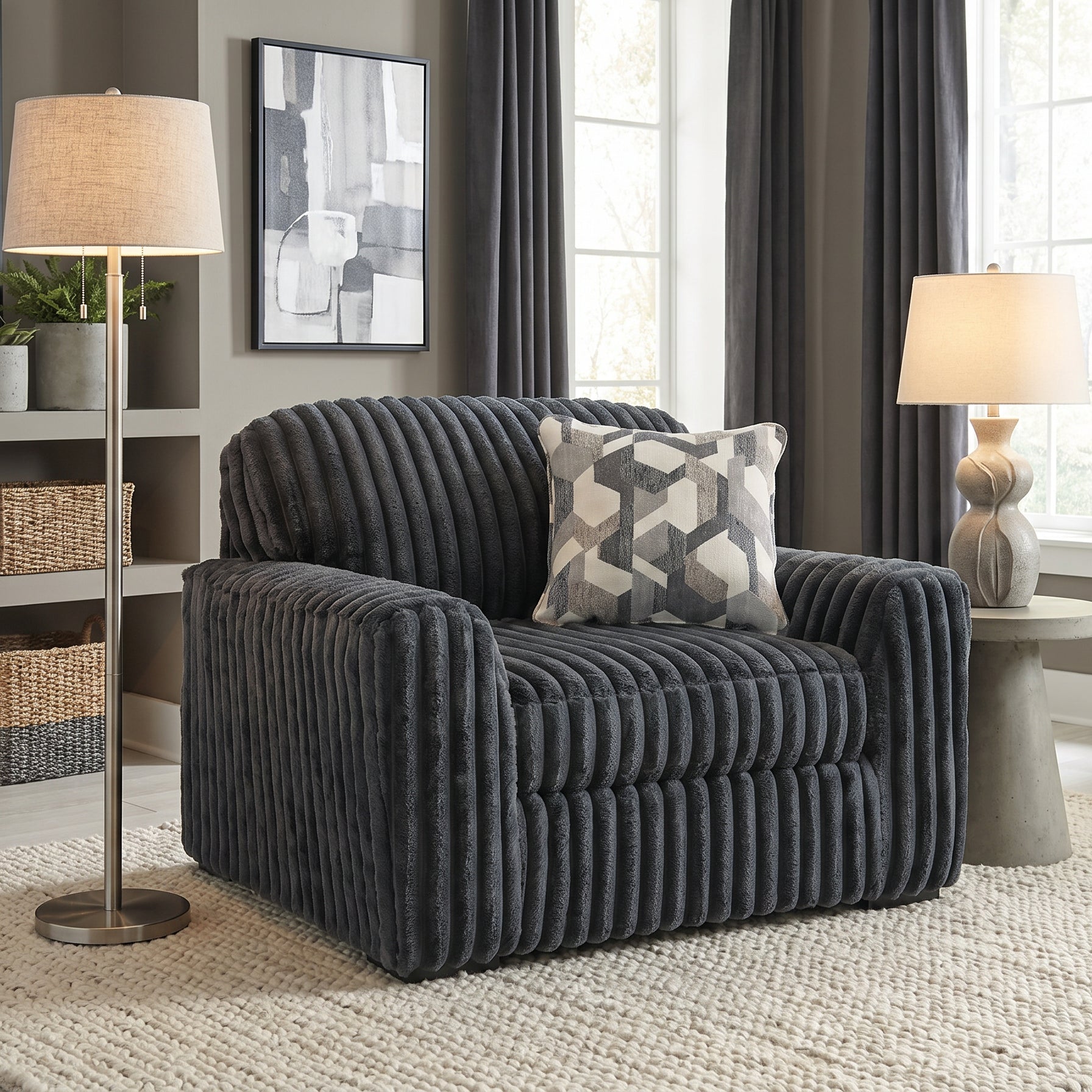Ashley 9810523 Midnight Madness Gun Metal Chair and a Half