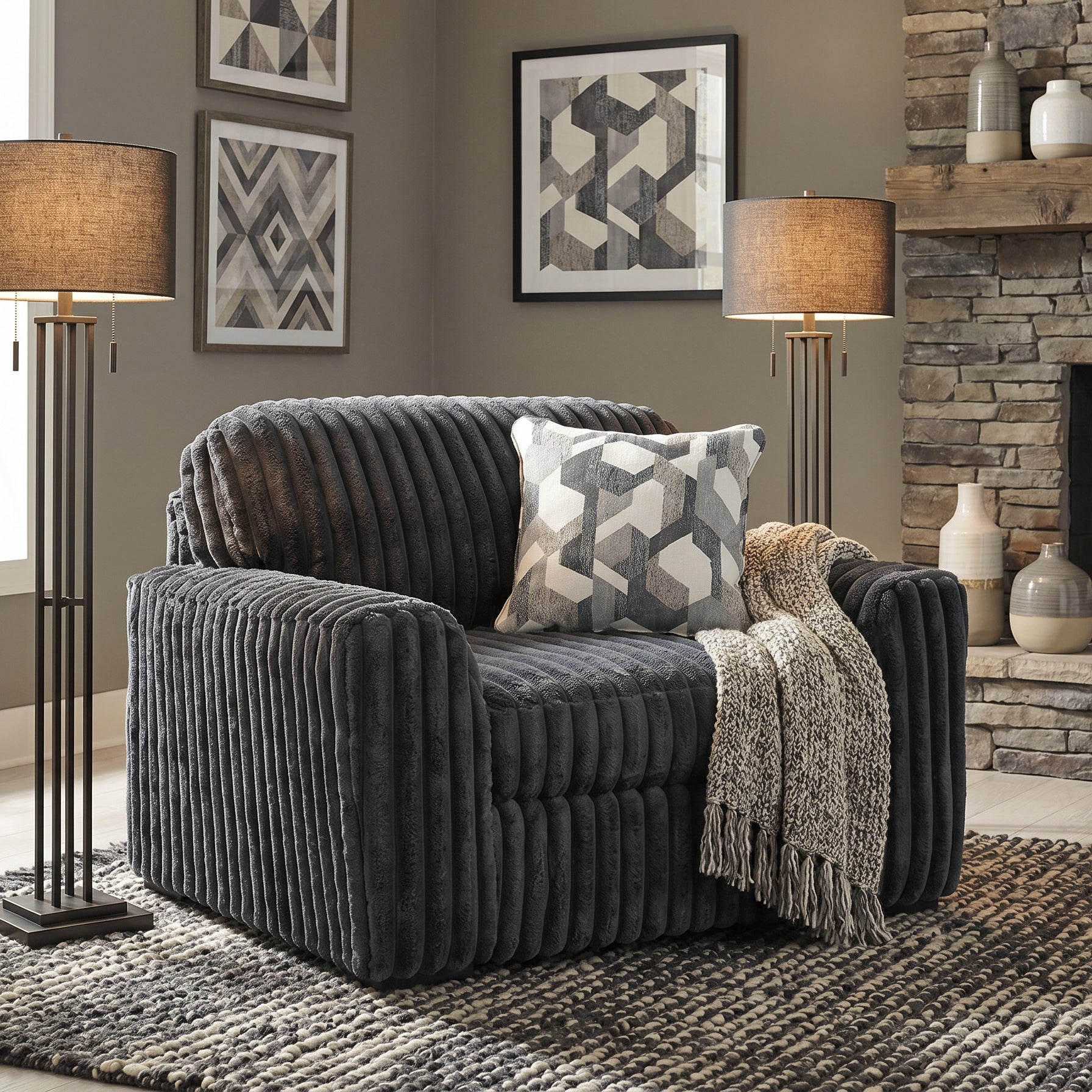 Ashley 9810523 Midnight Madness Gun Metal Chair and a Half