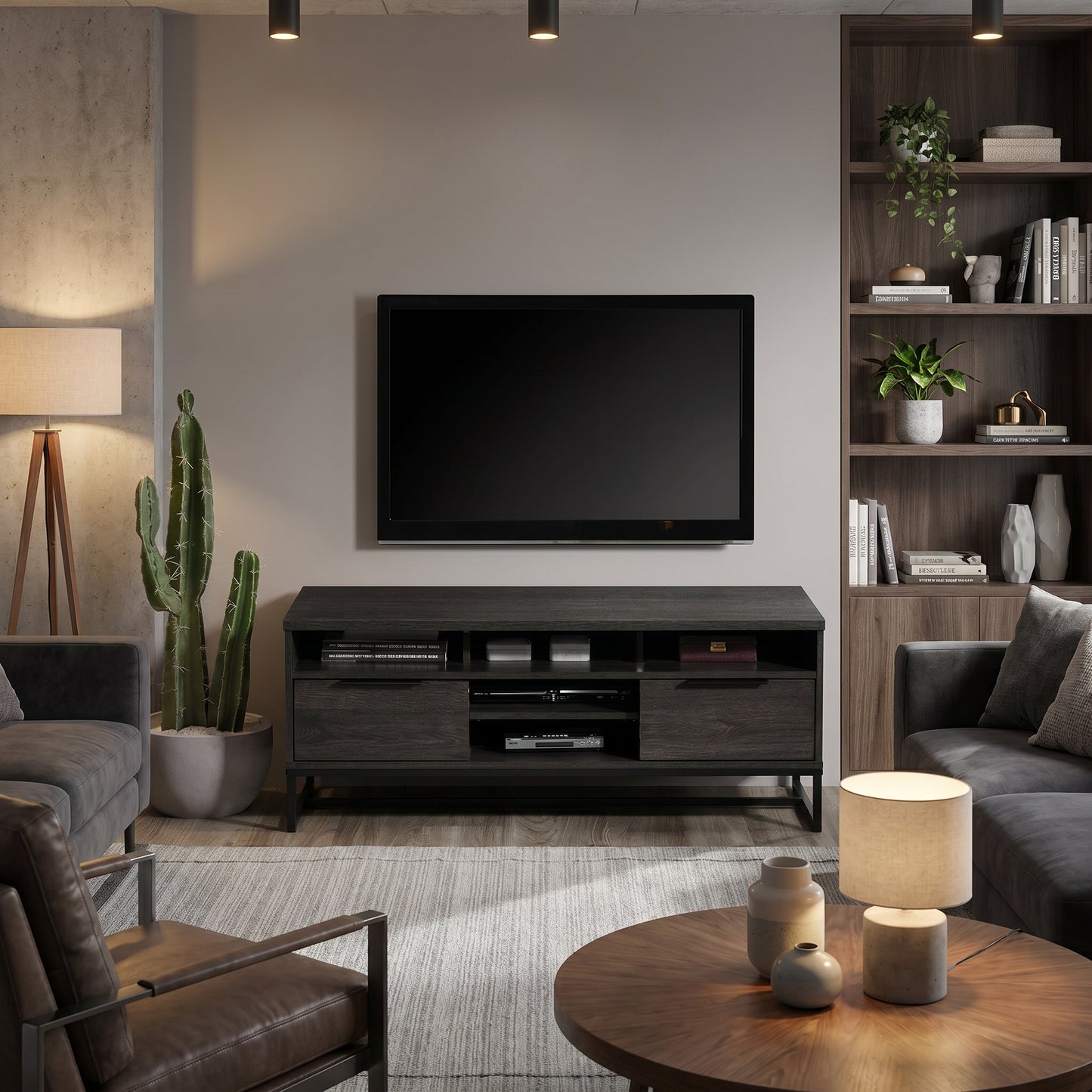 Milton 2017 47" Dark Espresso 3 Shelves & 2 Drawers TV Stand