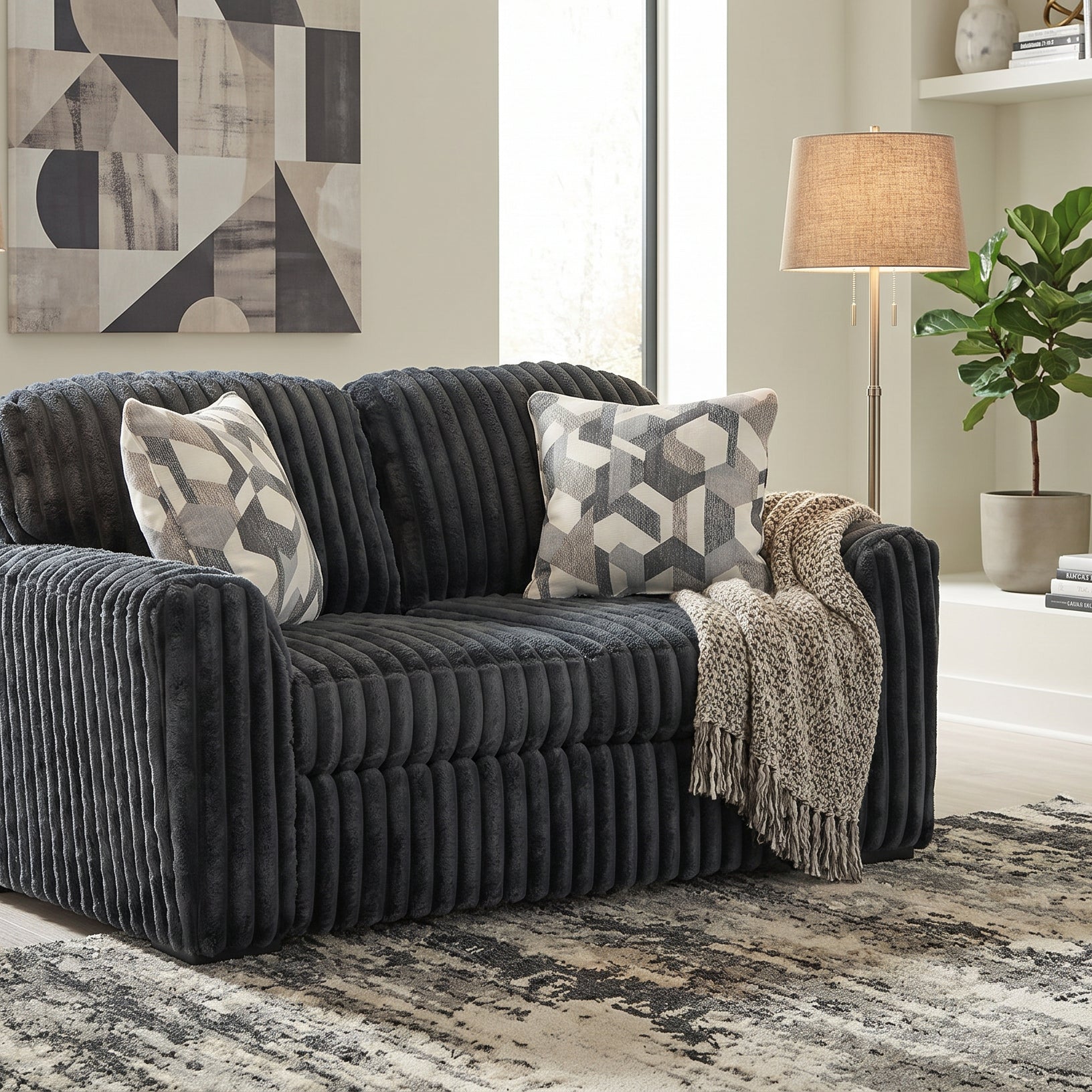 Ashley 9810535 Midnight Madness Gun Metal Loveseat
