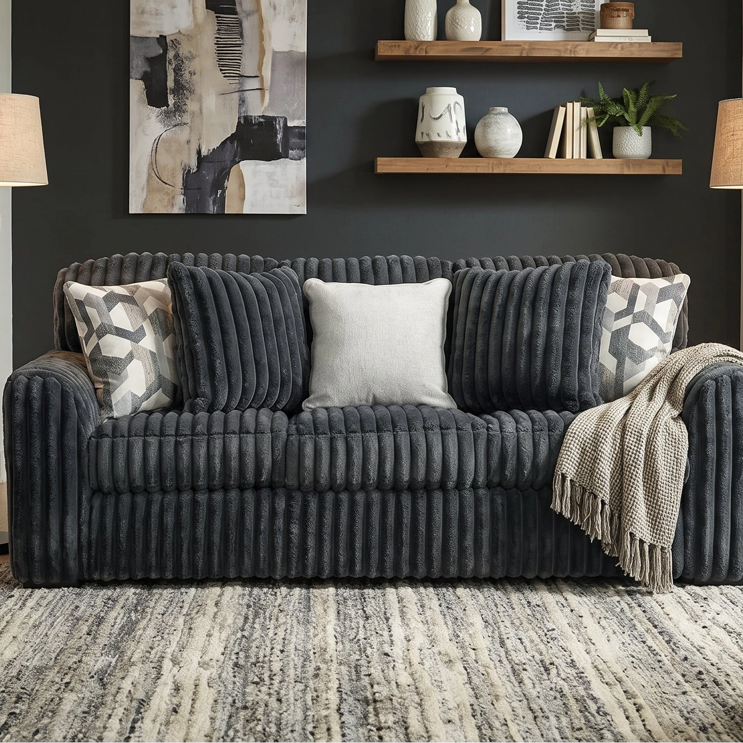 Ashley 9810538 Midnight Madness Gun Metal Sofa