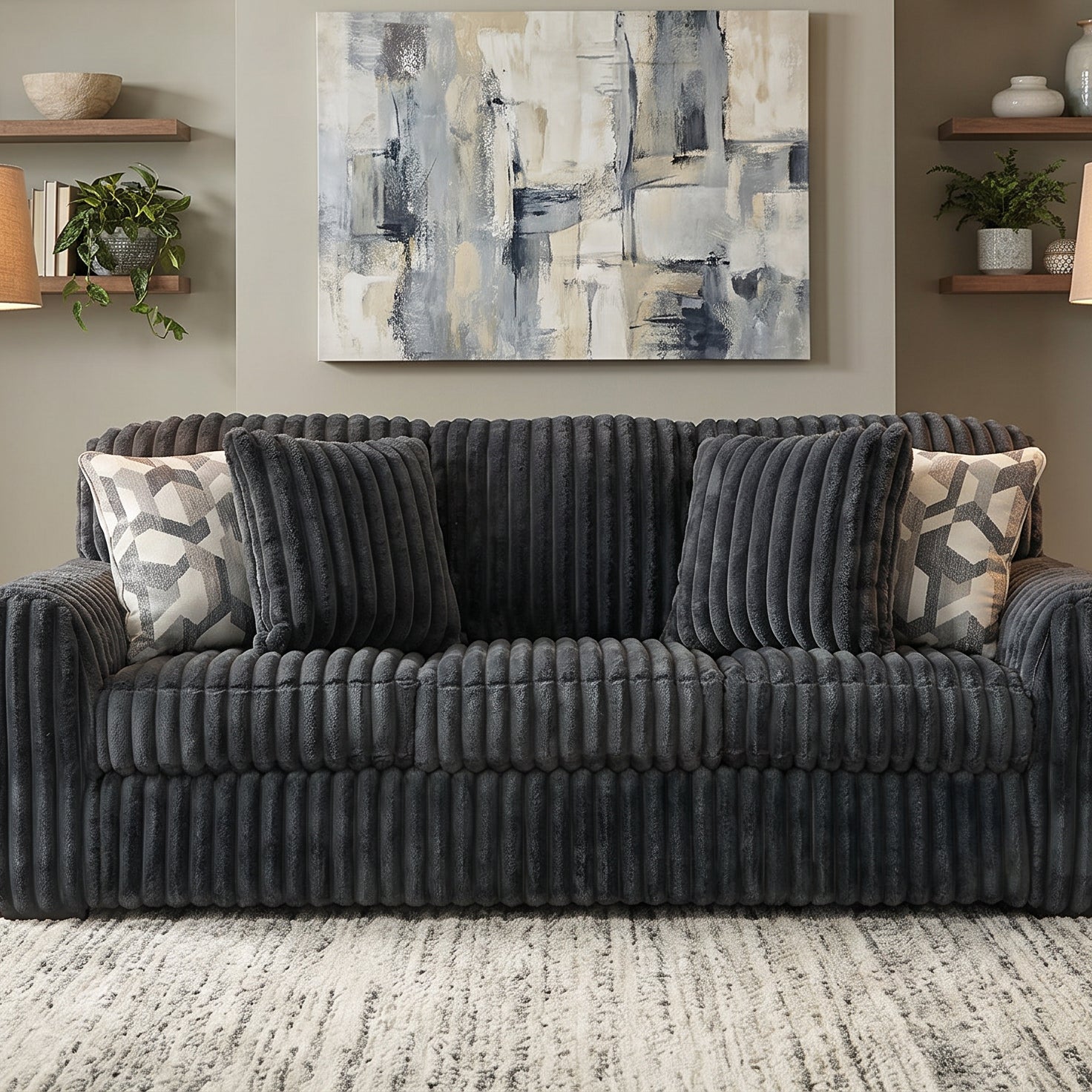 Ashley 9810538 Midnight Madness Gun Metal Sofa
