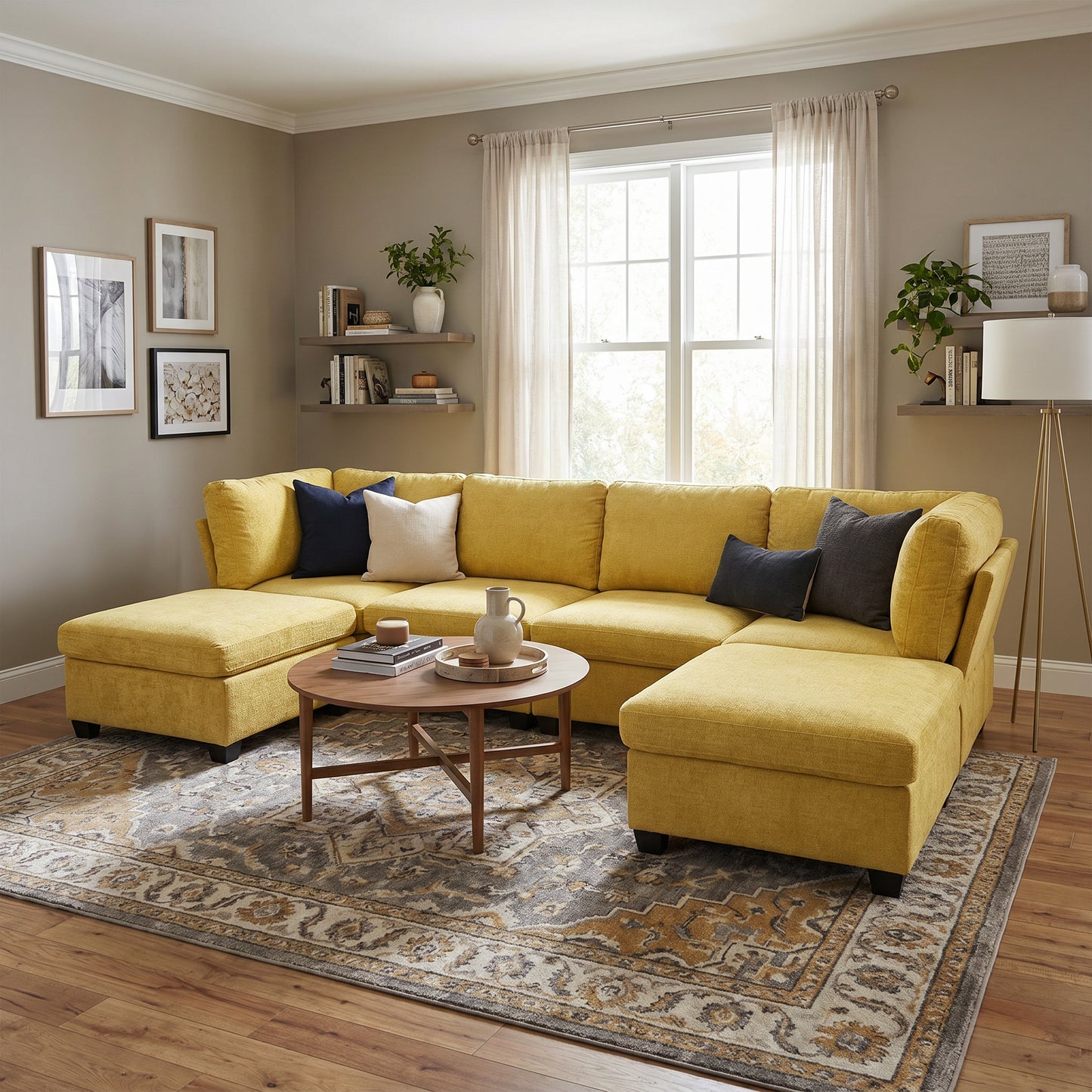 Milton Yellow Double Chaise Sectional