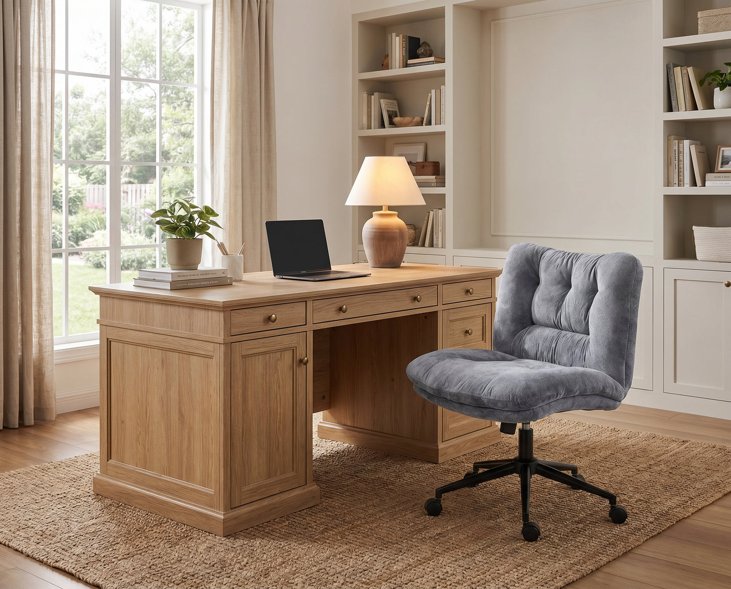 Milton QL-66H2-04 Ash Gray Velvet Criss Cross Office Chair
