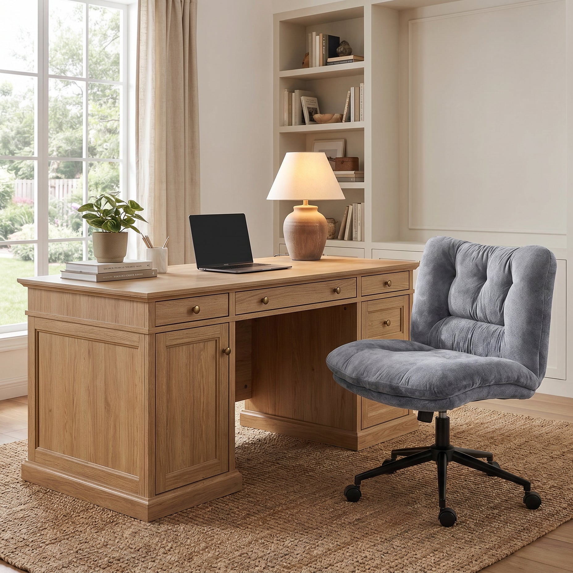 Milton QL-66H2-04 Ash Gray Velvet Criss Cross Office Chair