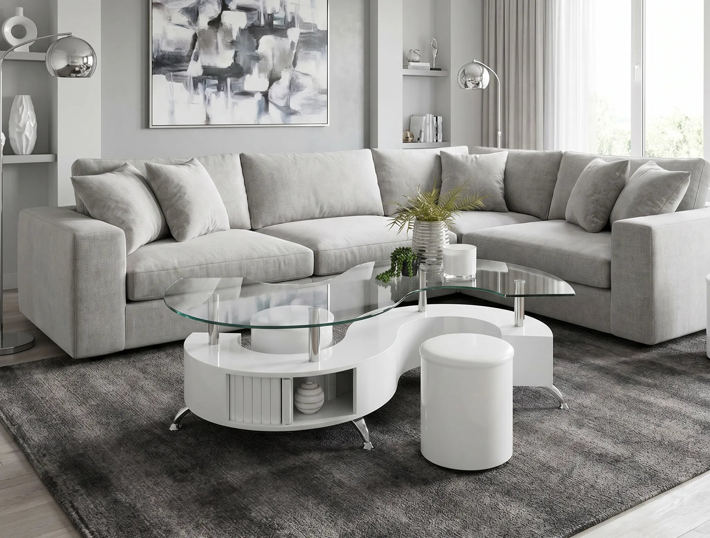 Coaster 703400 Buckley 3-piece S- Coffee Table and Stools Set White ( 3 BOXES )