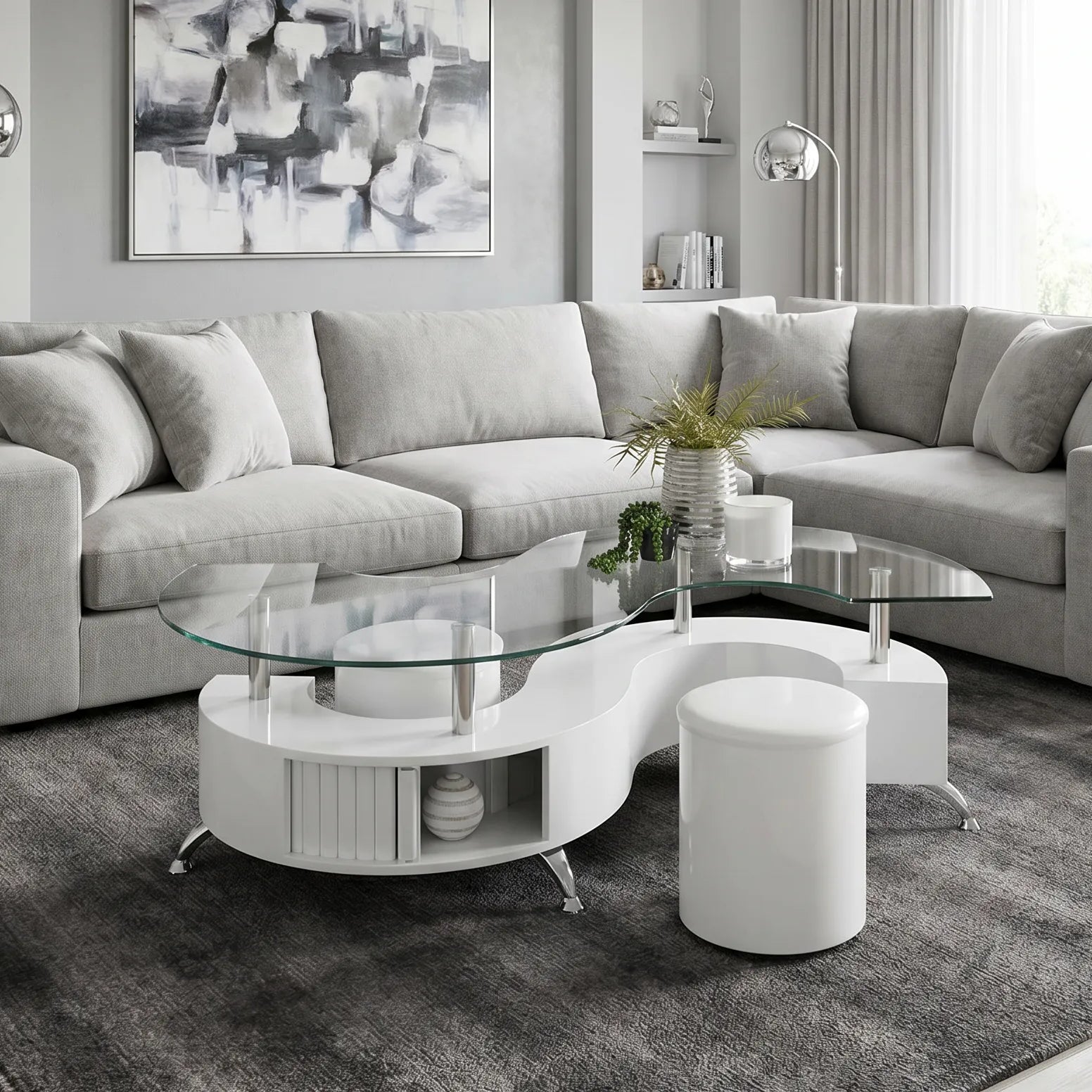 Coaster 703400 Buckley 3-piece S- Coffee Table and Stools Set White ( 3 BOXES )