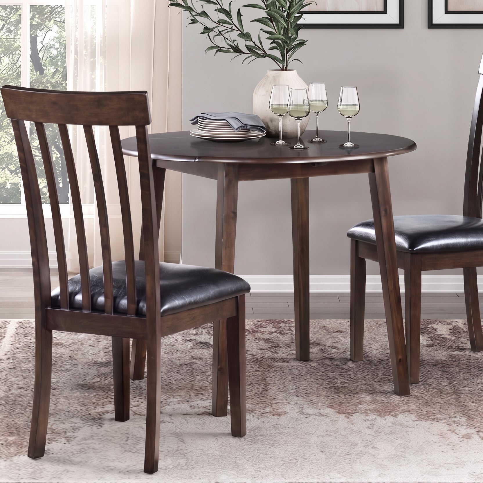 Homelegance 5890 Rutland 3 Piece Round Dining Table w/ Drop Leaf