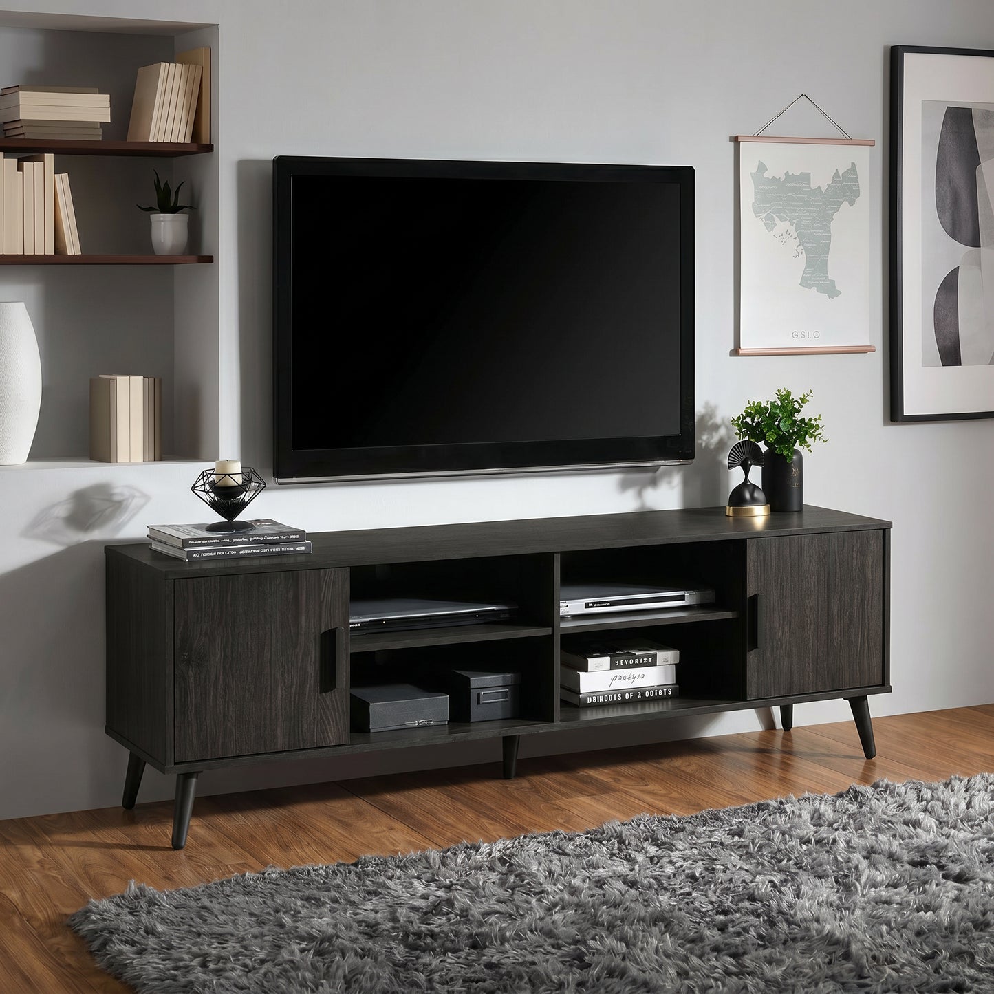 Milton 2011 71" Dark Espress 2 Shelves 2 Cabinets TV Stand