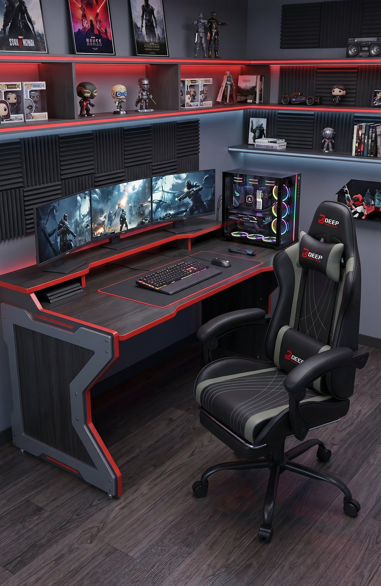 Milton SJ1001GM-GRAY Gray & Black Gaming Chair