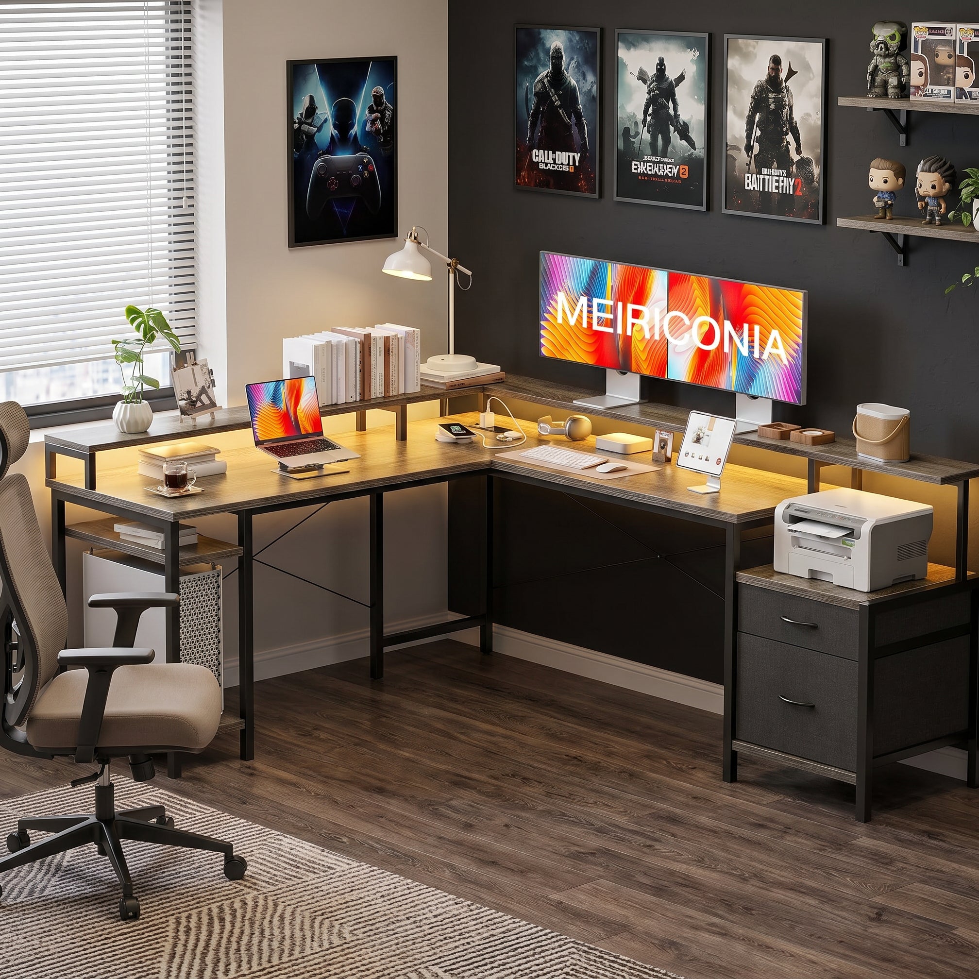 Milton XHQ02-X.01.02.05.A6604 Natural Gray 112" Corner L Shape Office Desk