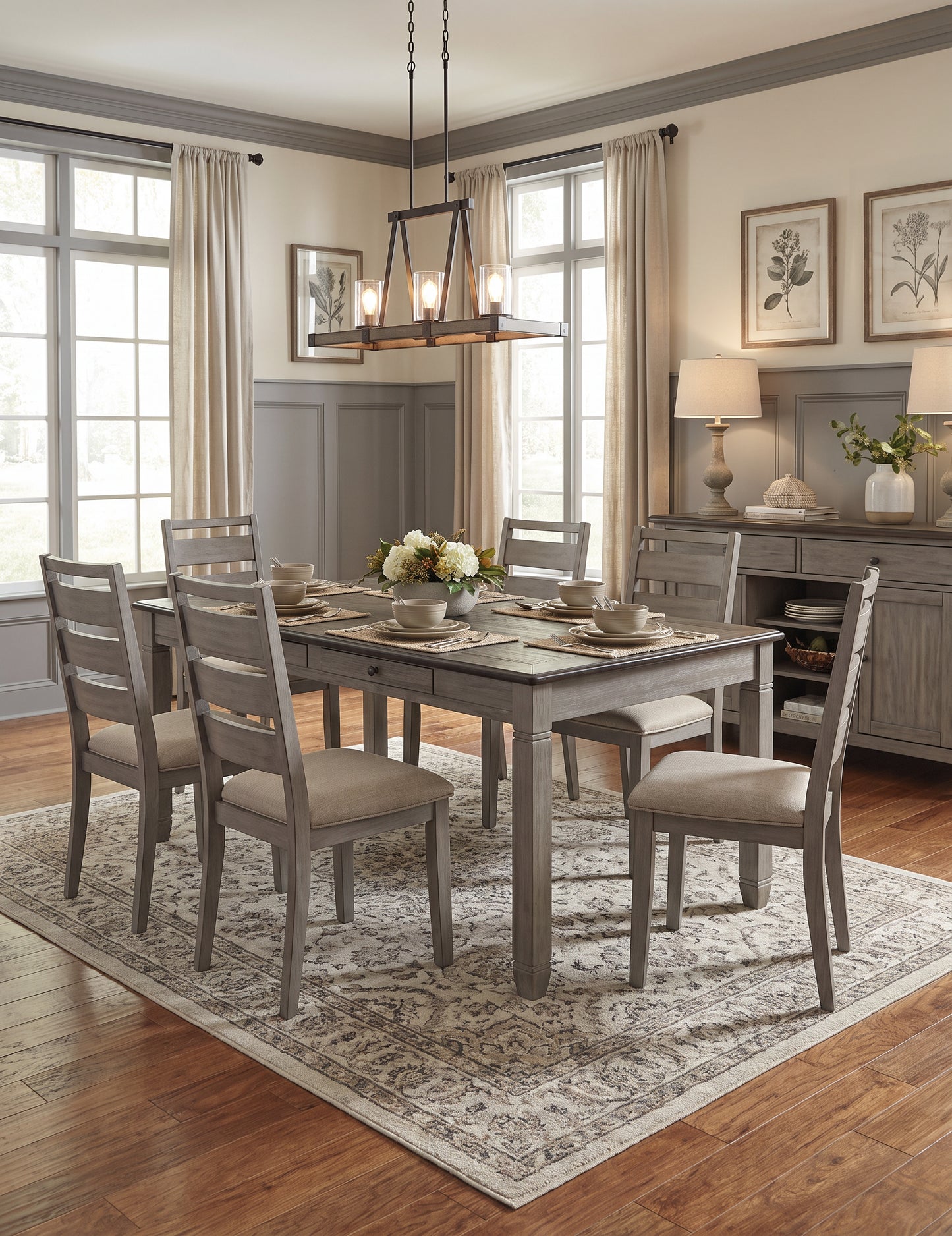 Homelegance 5627GY/1526S 7 Piece Storage Dining Set