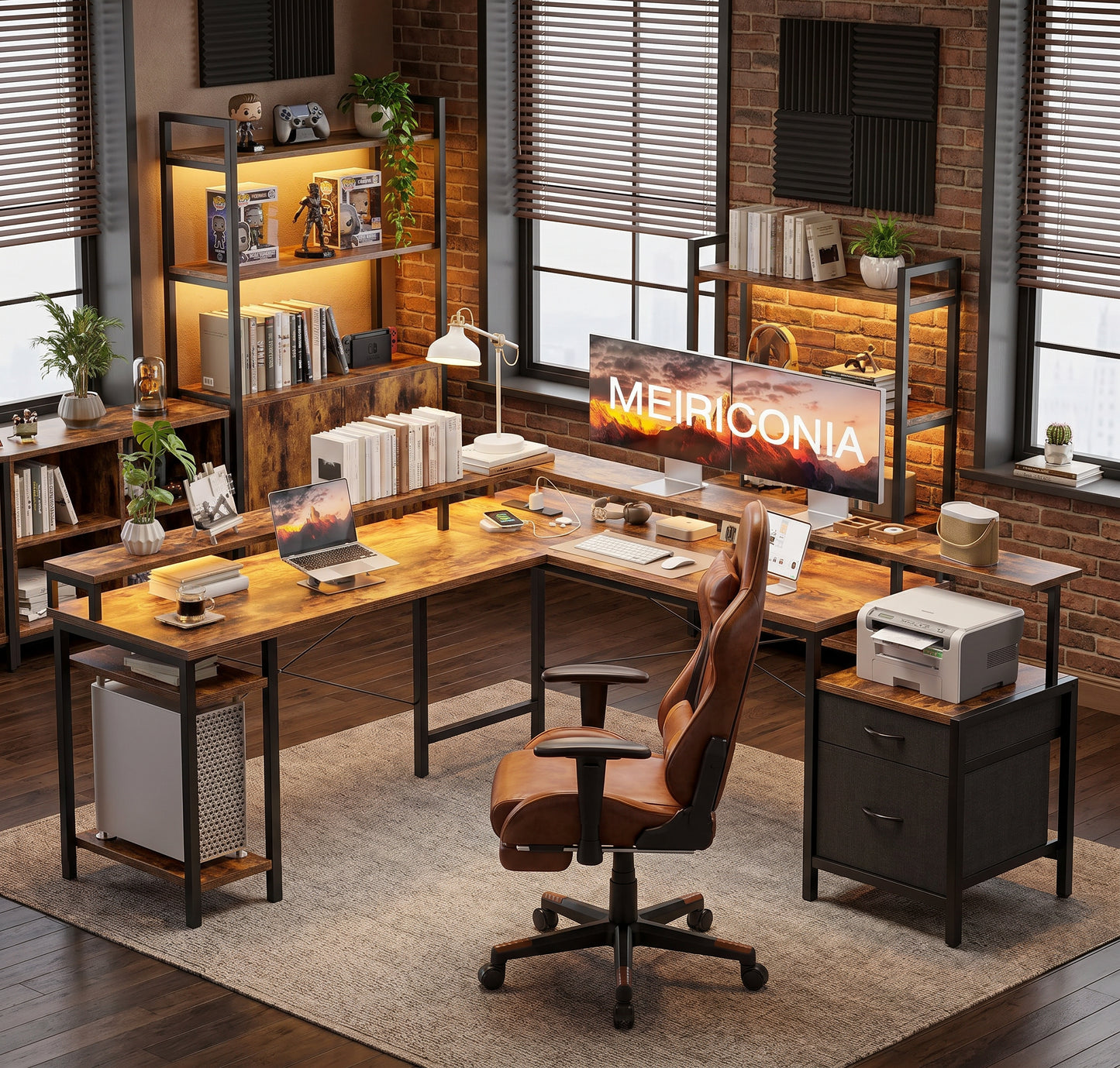 Milton XHQ02-X.01.02.05.A6603 Rustic Brown 112" Corner L Shape Office Desk