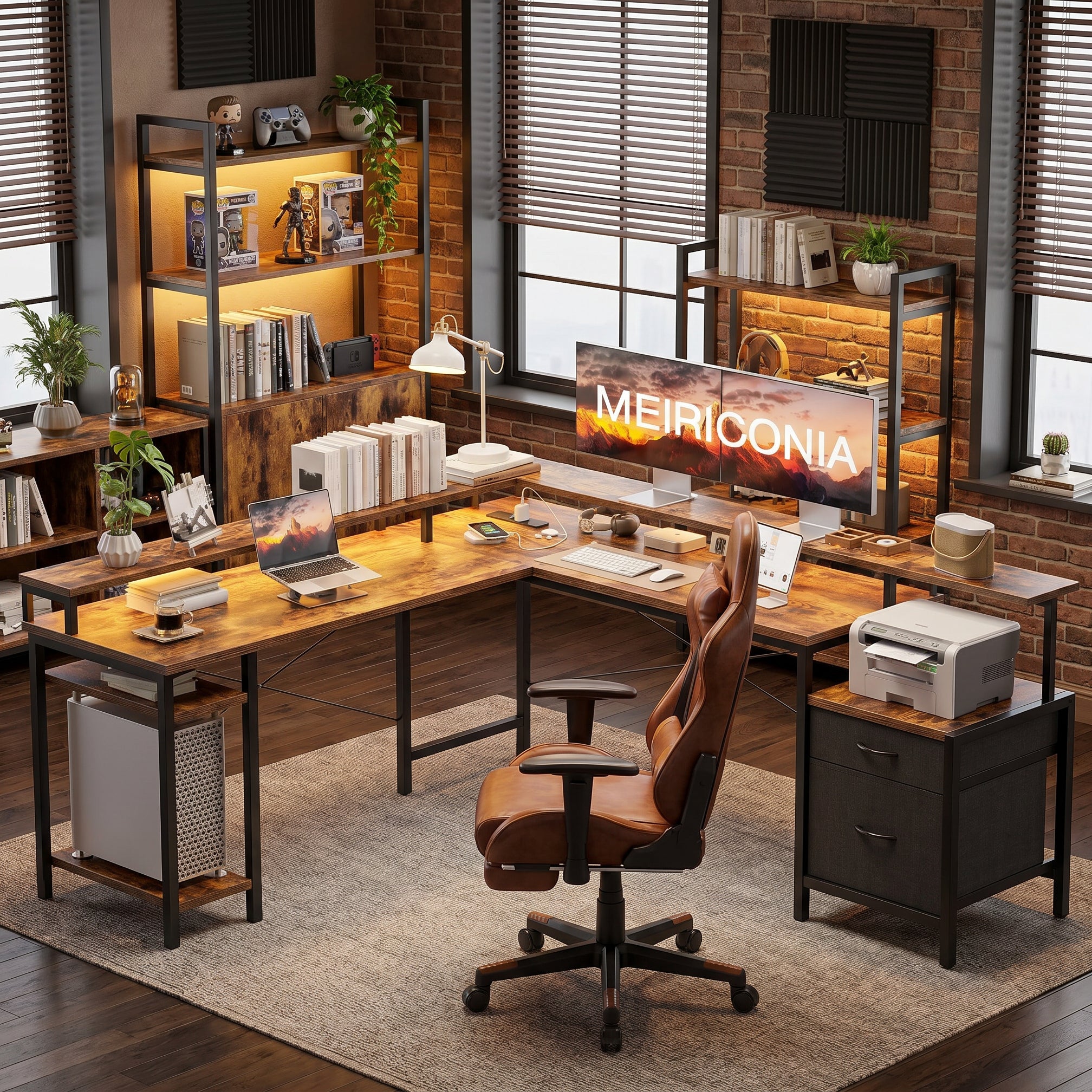 Milton XHQ02-X.01.02.05.A6603 Rustic Brown 112" Corner L Shape Office Desk