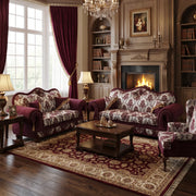 Cortez Macaria Wine Sofa Loveseat Set