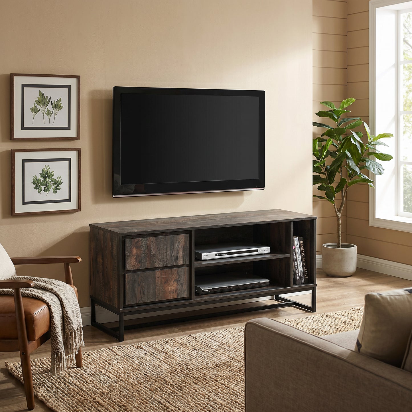 Milton 2004 47" Rustic Gray 1 Shelf & 1 Cabinet TV Stand