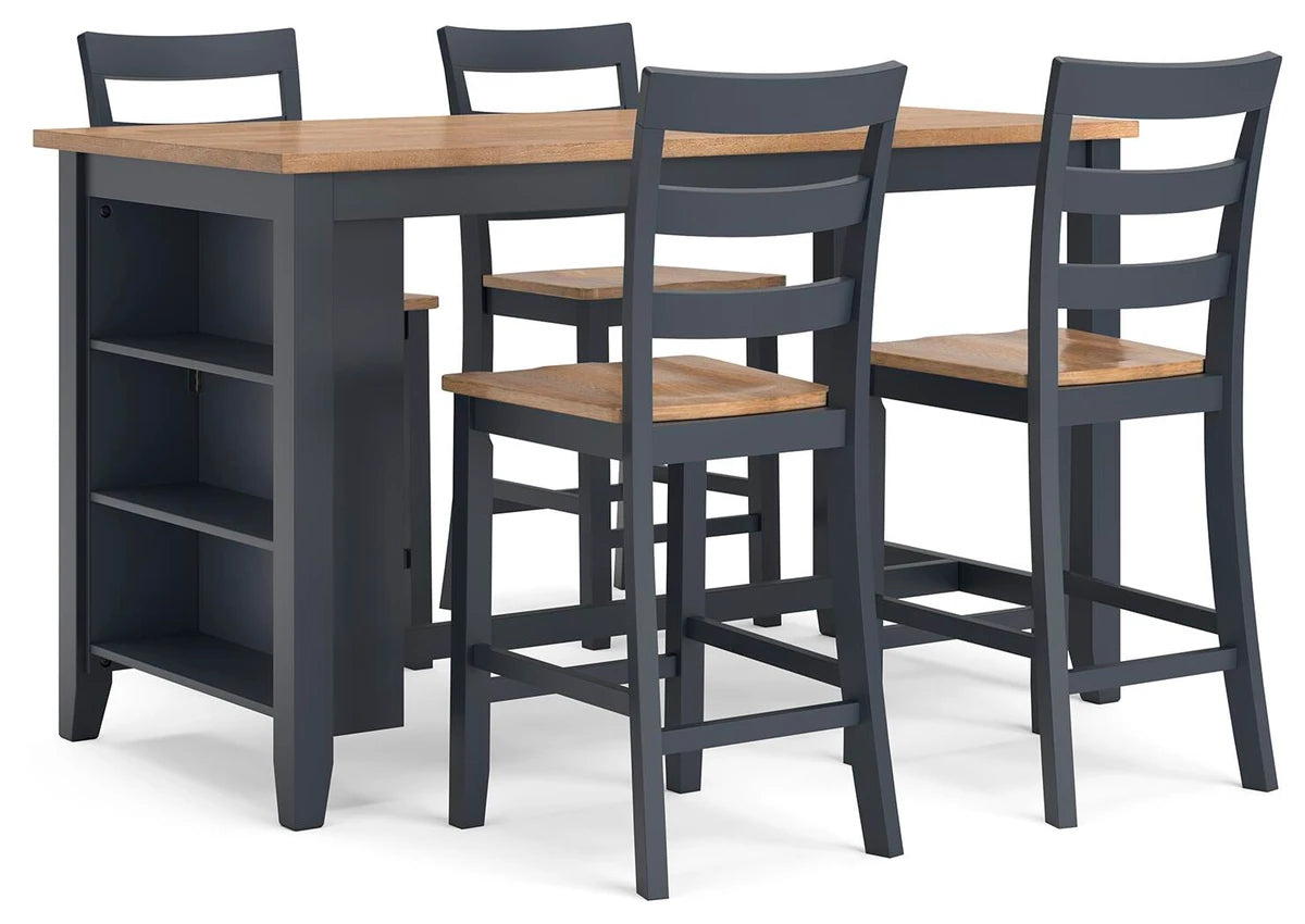 Ashley D399-13/124 Gesthaven Blue 5 Piece Counter Table Set