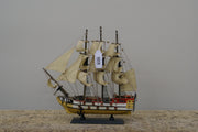 UMA 71633 Beige Wood Sail Boat Decorative Sculpture with Lifelike Rigging, 15" x 3" x 14"
