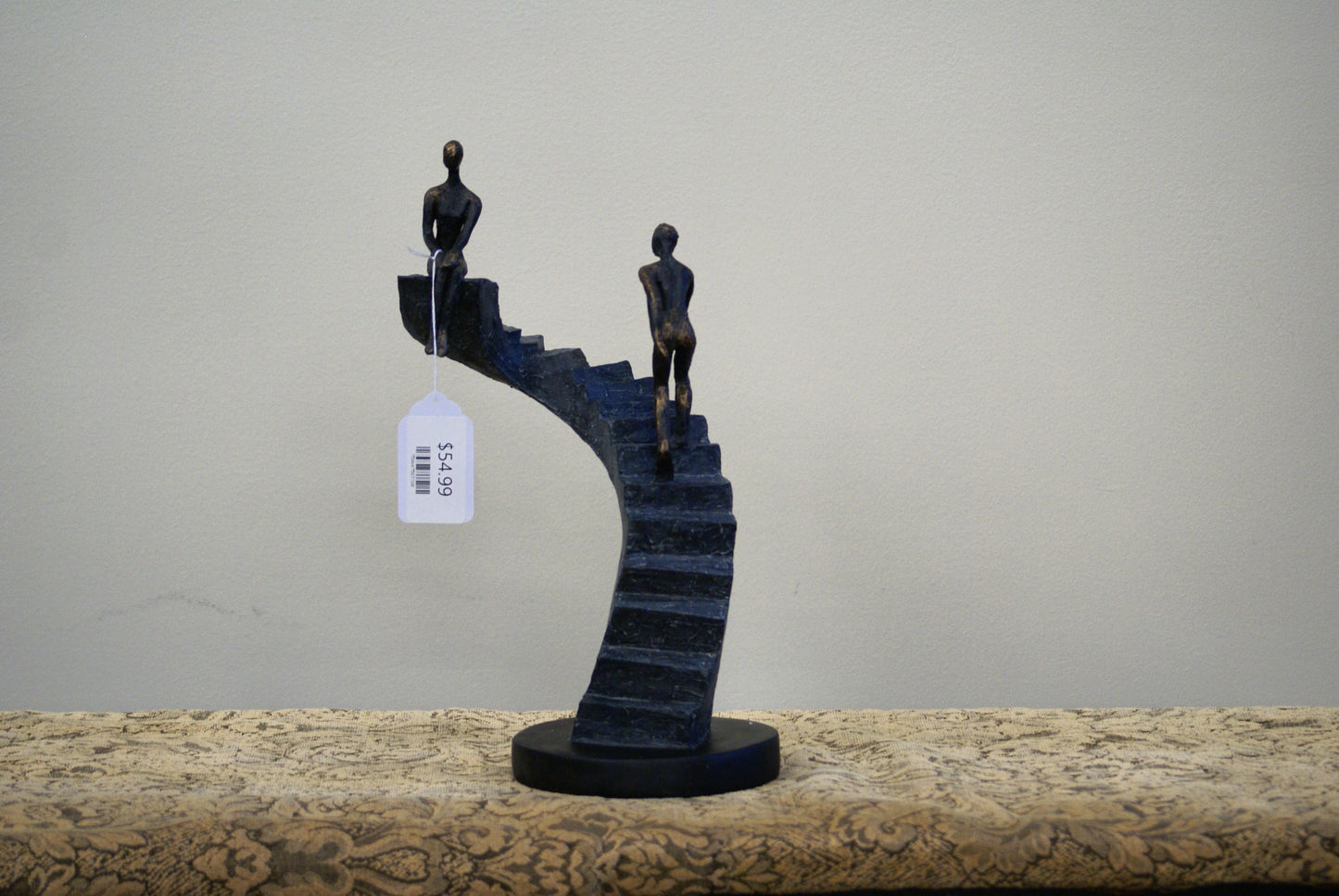 UMA 58372 Black Polystone People Decorative Sculpture with Stairs, 8" x 3" x 14"