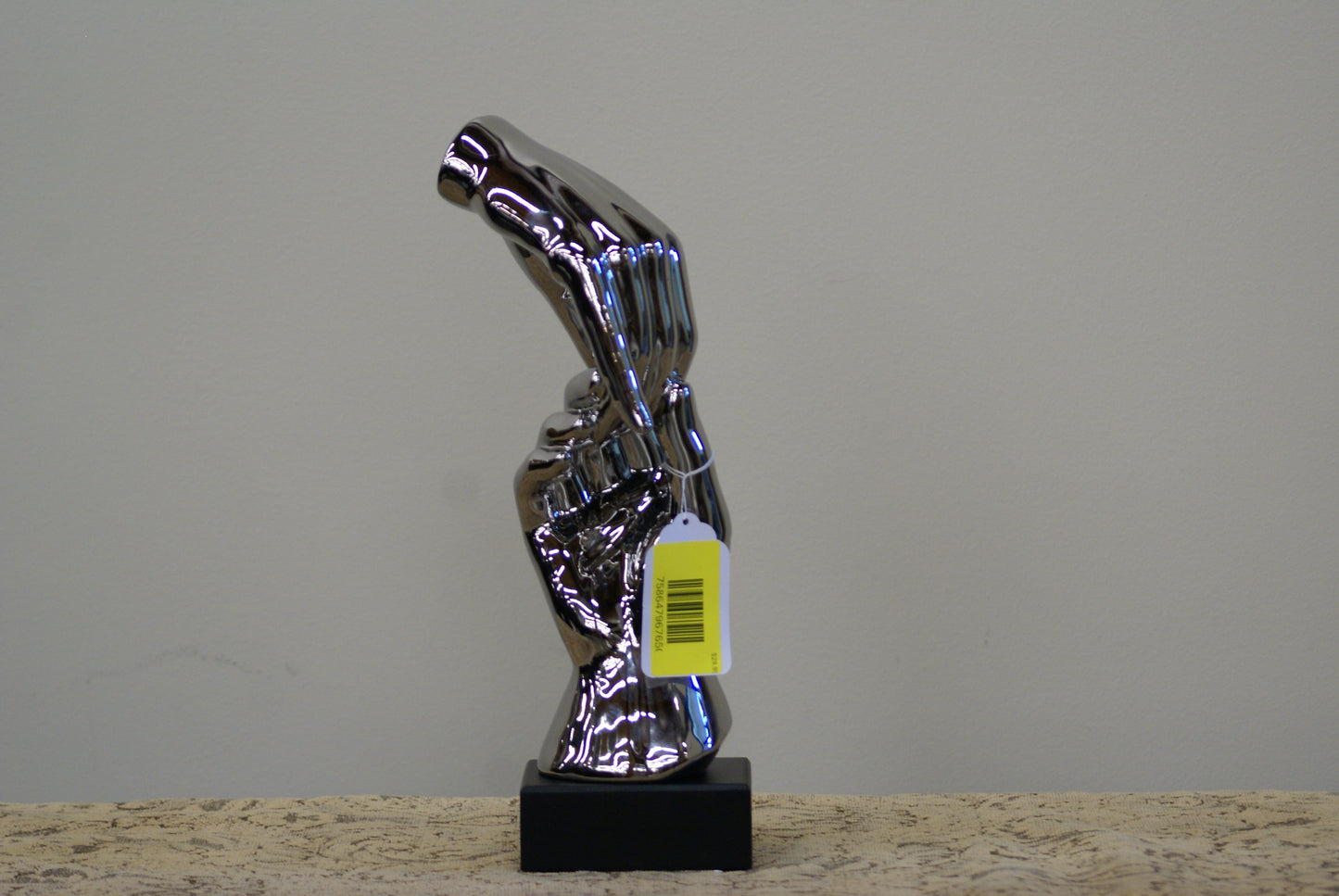 UMA 96765 Silver Porcelain Ceramic Hands Decorative Sculpture, 5" x 4" x 13"