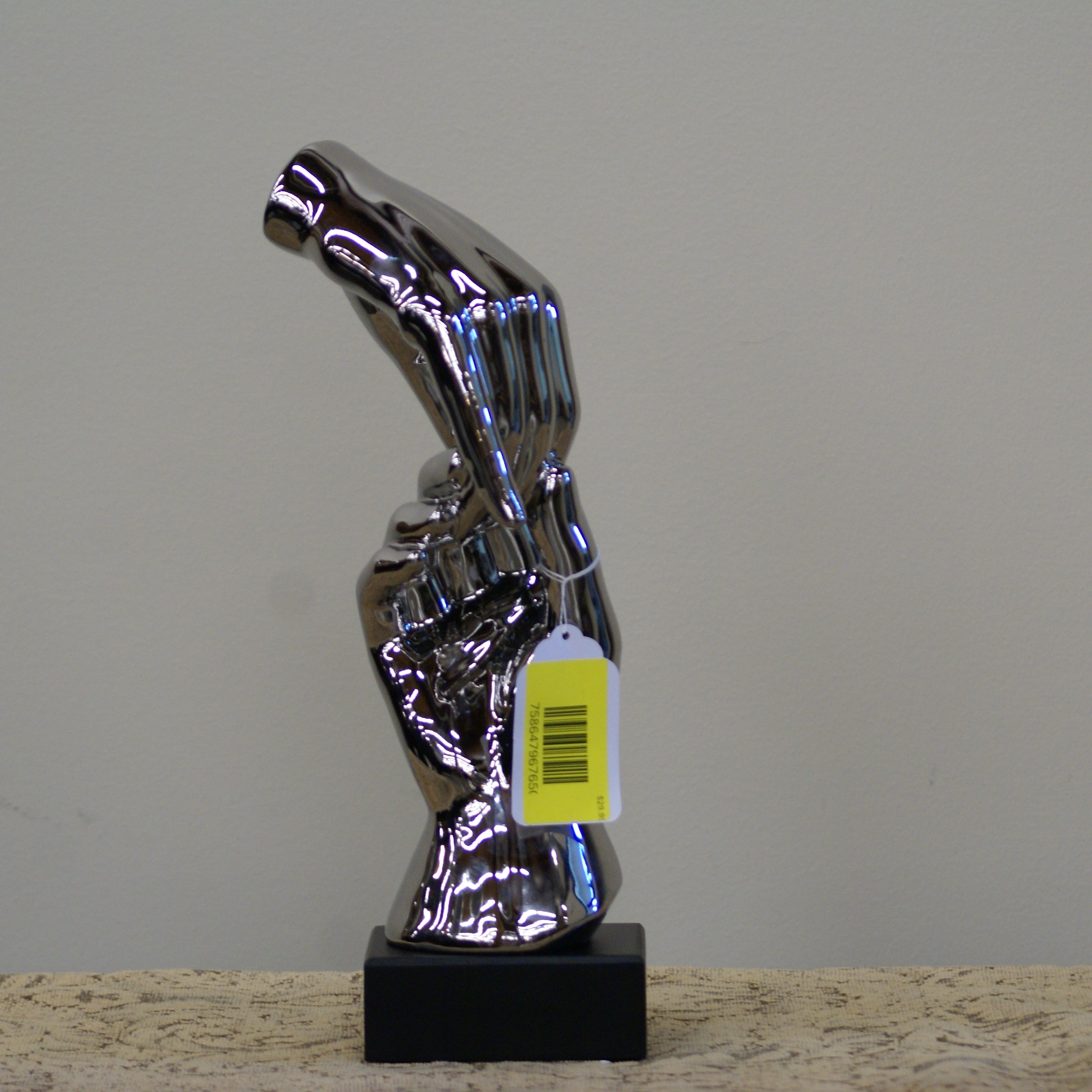 UMA 96765 Silver Porcelain Ceramic Hands Decorative Sculpture, 5" x 4" x 13"