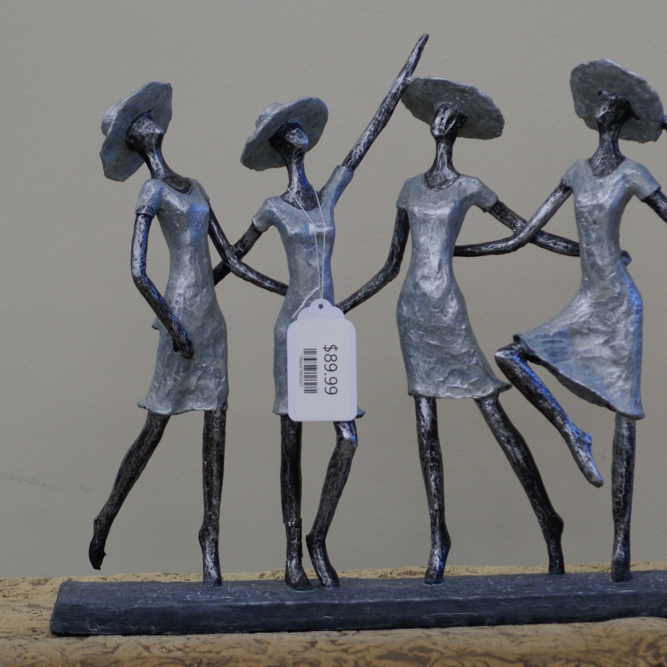 UMA 58326 Gray Polystone Woman Decorative Sculpture, 15" x 4" x 13"