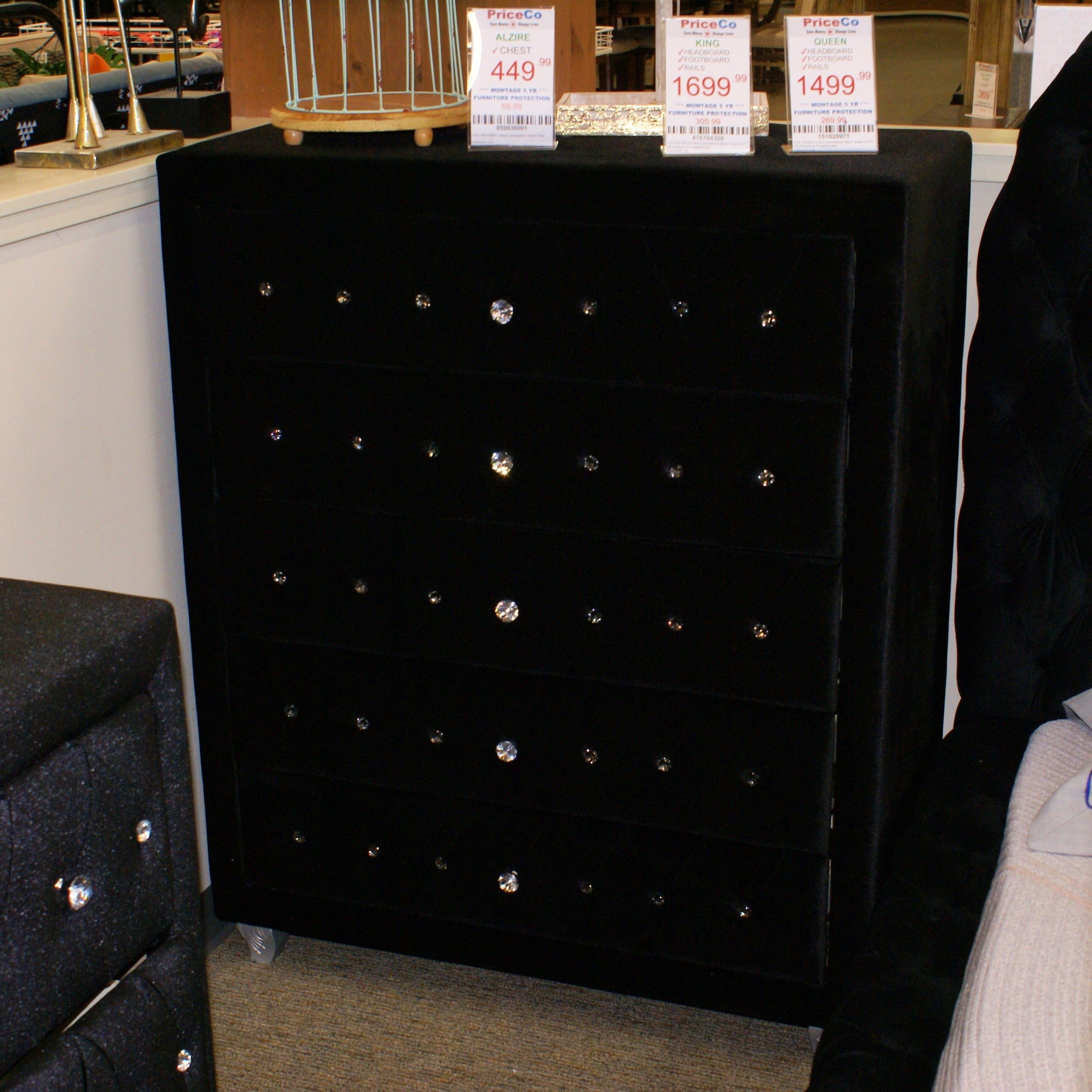 FOA FM7150BK-C Alzire Upholstered Black Chest