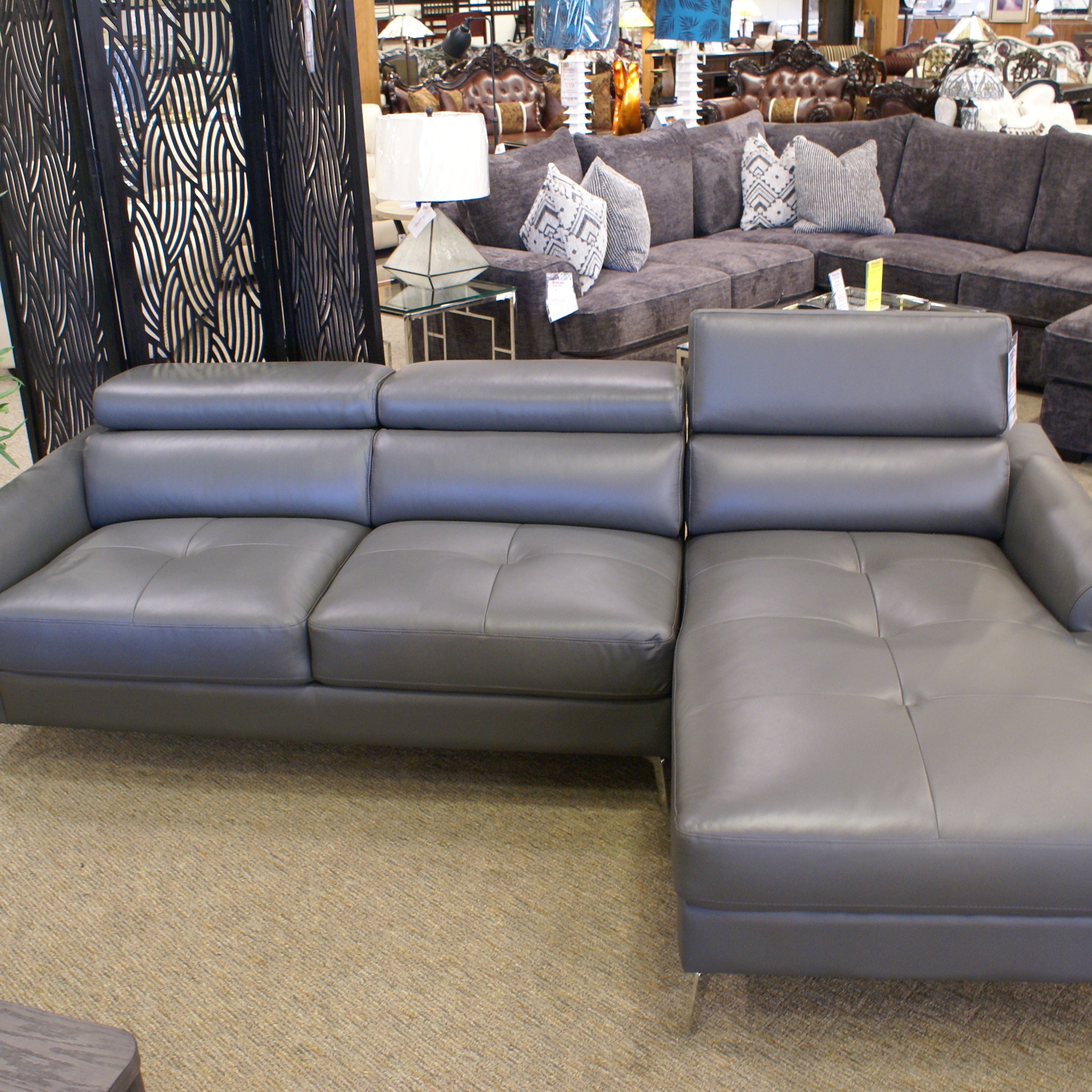 Homelegance 9408DGY Ashland Grey Genuine Leather Match Sofa Chaise