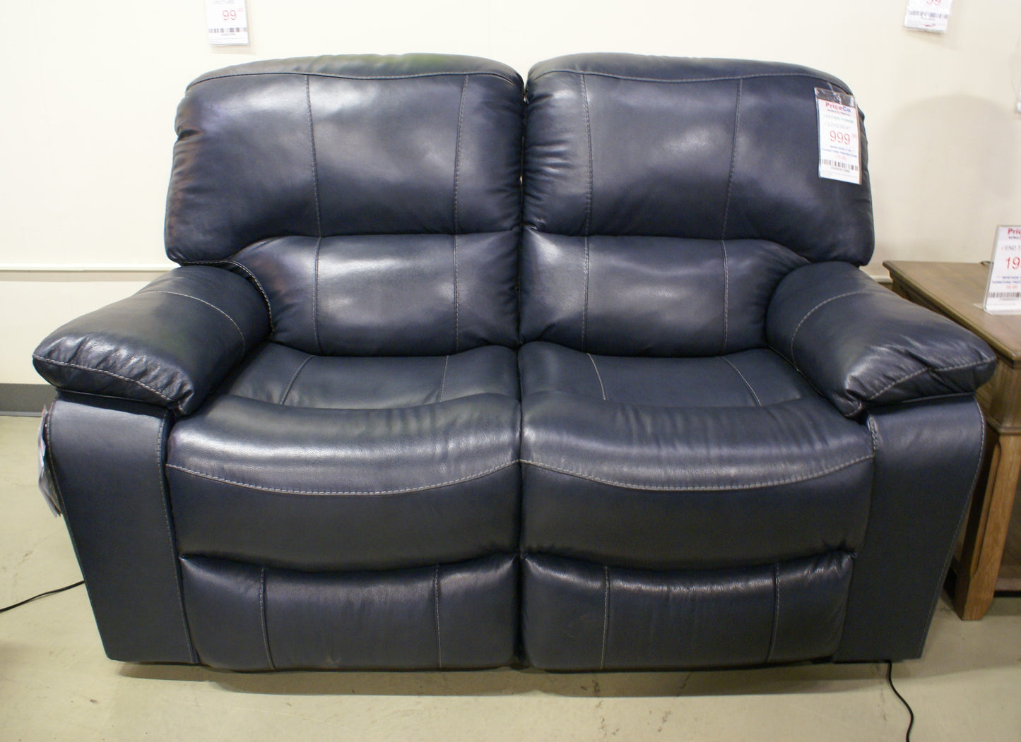 Ashley U4380974 Leesworth Ocean Leather Reclining Power Loveseat