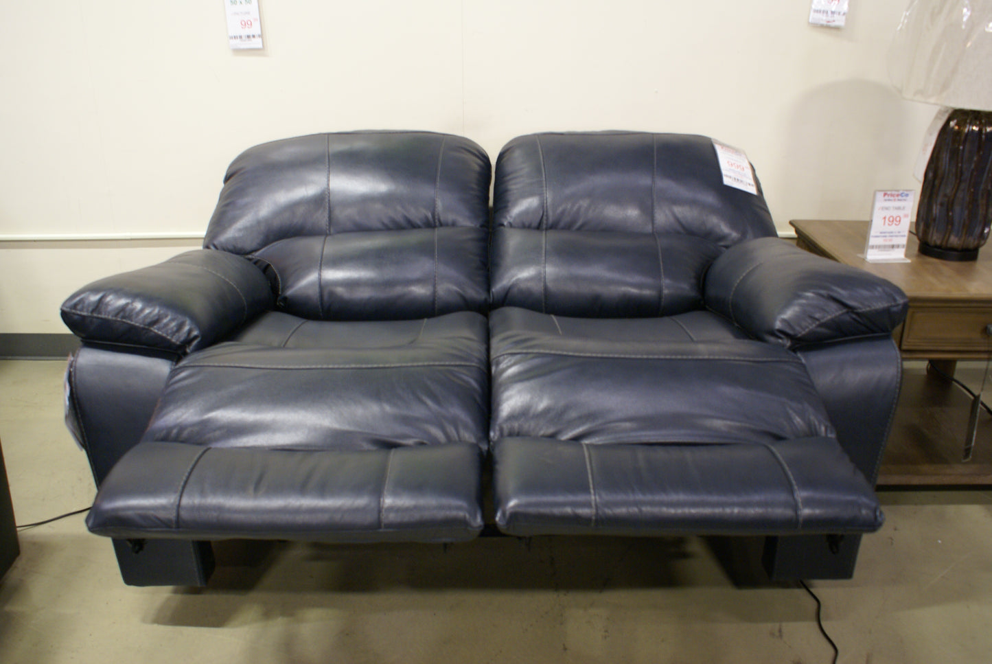 Ashley U4380974 Leesworth Ocean Leather Reclining Power Loveseat