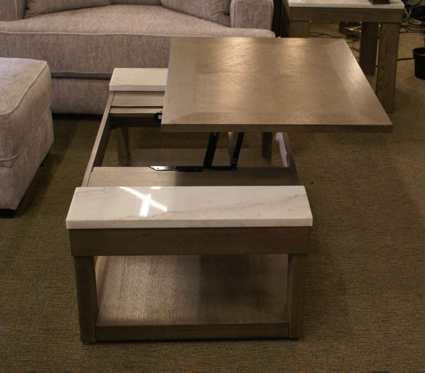 Ashley T854-9 Loyaska Lift Top Wood Marble Coffee Table