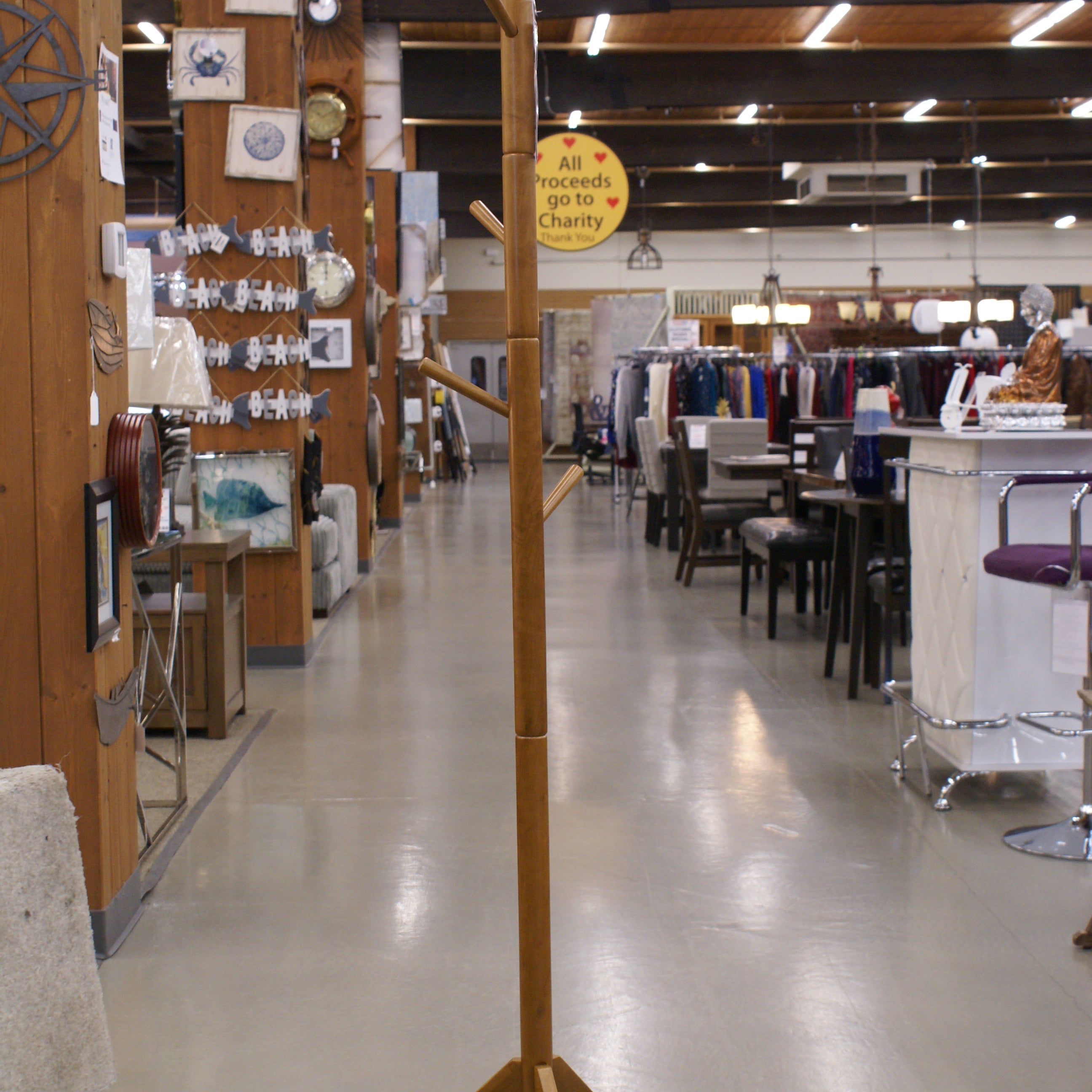 Coaster 900633 Devlin 6 Hook Freestanding Wood Coat Rack Hat Hanger Walnut