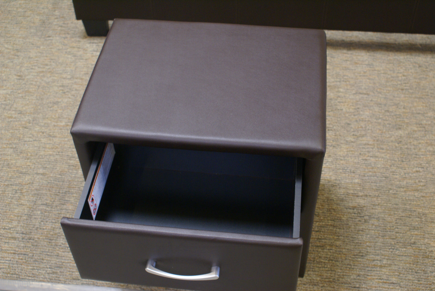 Homelegance 2220DBR-4 Lorenzi Dark Brown Upholstered Faux Leather Nightstand