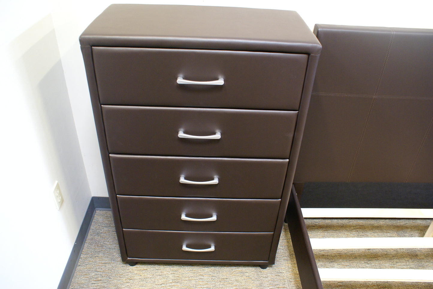 Homelegance 2220DBR-9 Lorenzi Dark Brown Upholstered Faux Leather Chest