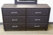 Homelegance 2220DBR-5/6 Lorenzi Dark Brown Upholstered Faux Leather 6 Drawer Dresser & Mirror