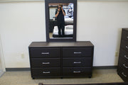 Homelegance 2220DBR-5/6 Lorenzi Dark Brown Upholstered Faux Leather 6 Drawer Dresser & Mirror